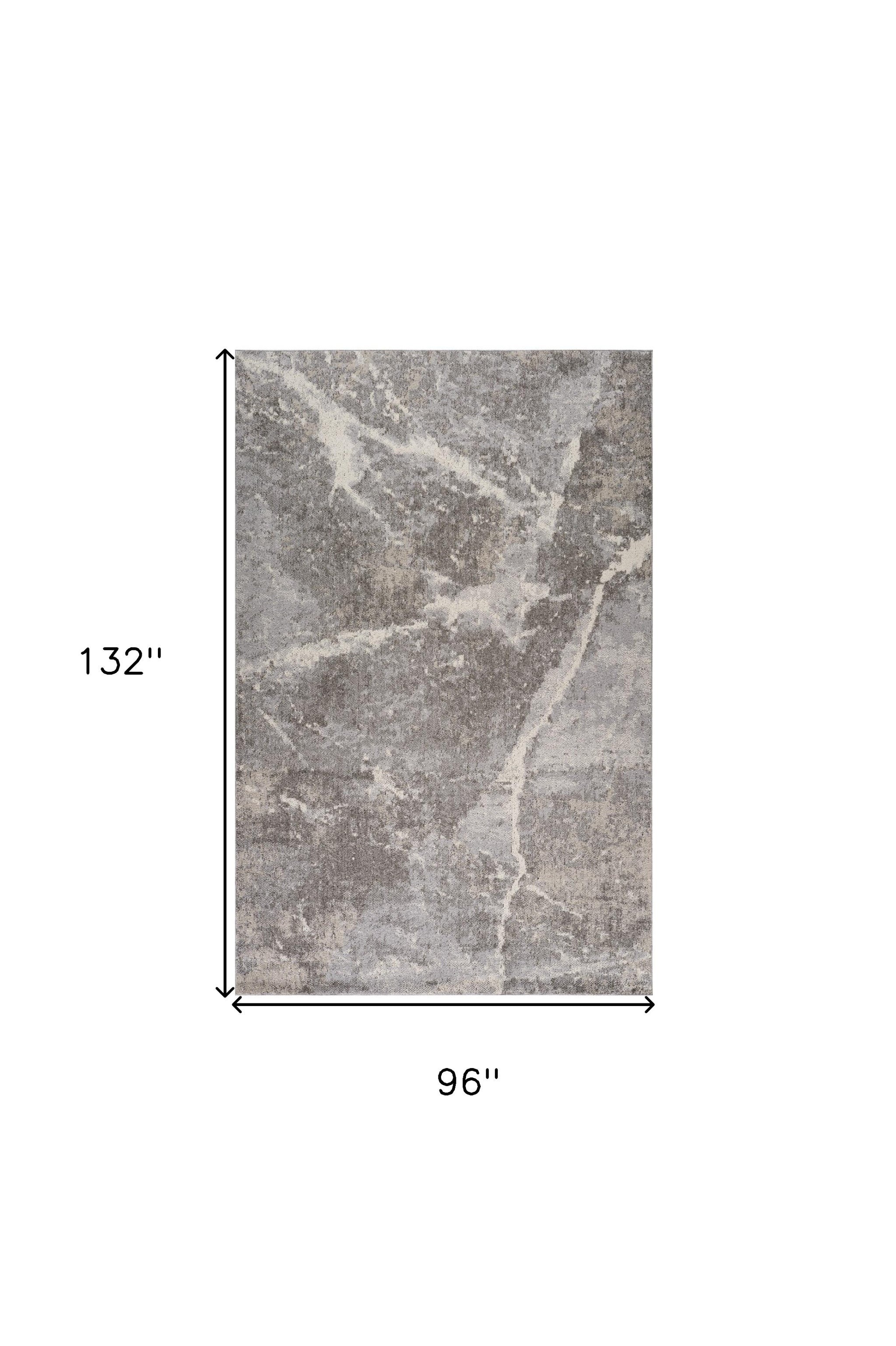 Stylish 8-Foot by 11-Foot Gray and Ivory Abstract Polypropylene Area Rug - Stain Resistant and Pet-Friendly Design