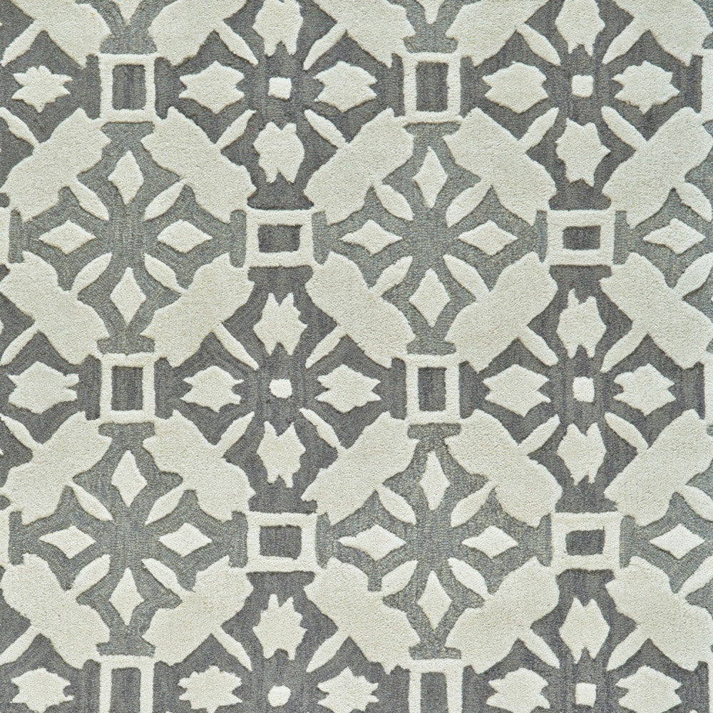 Exquisite Hand-Tufted Wool Area Rug with Stylish Geometric Pattern, Stain-Resistant for Family Homes with Kids and Pets