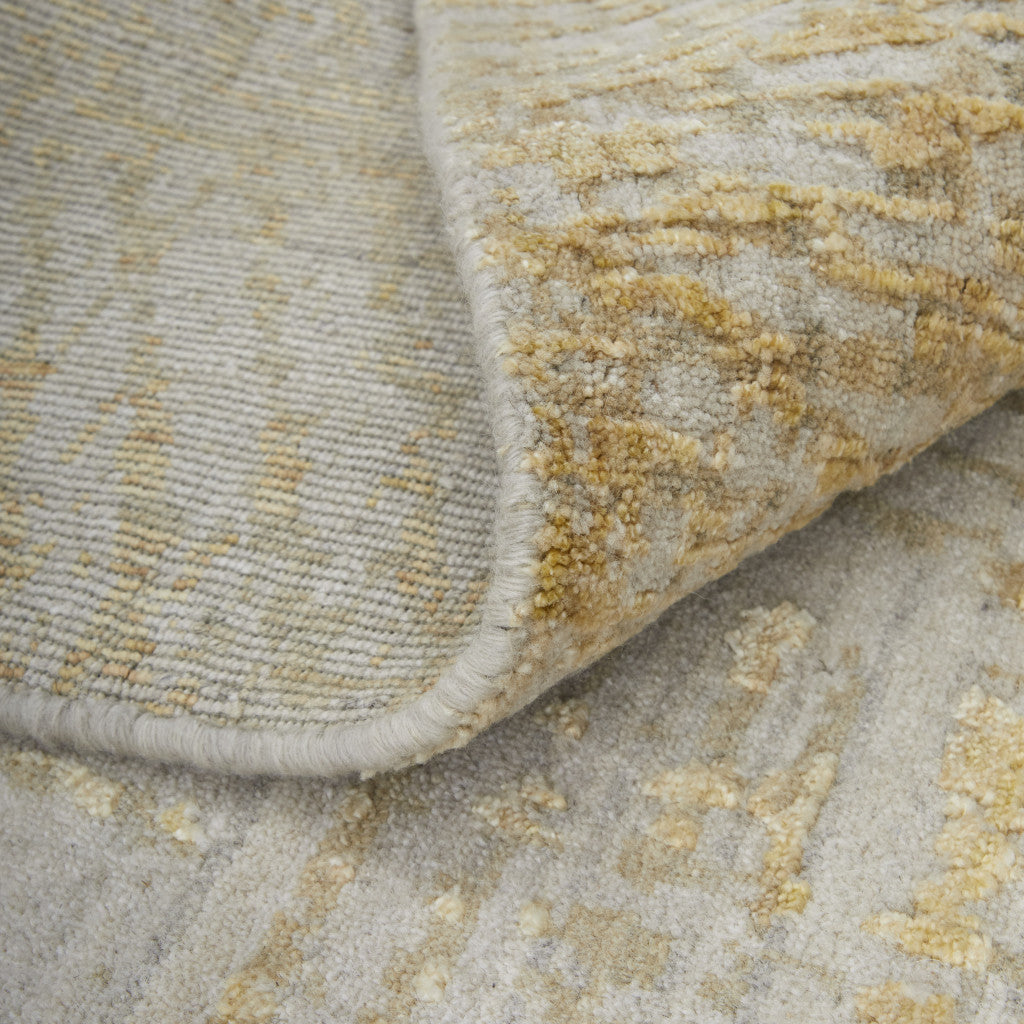 Exquisite Hand-Woven Abstract Area Rug in Ivory and Yellow for a Cozy Home