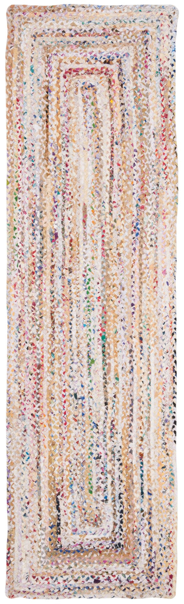 Exquisite Hand-Woven Braided Cotton Pile Rectangle Rug from India for Stunning Home Decor Elegance