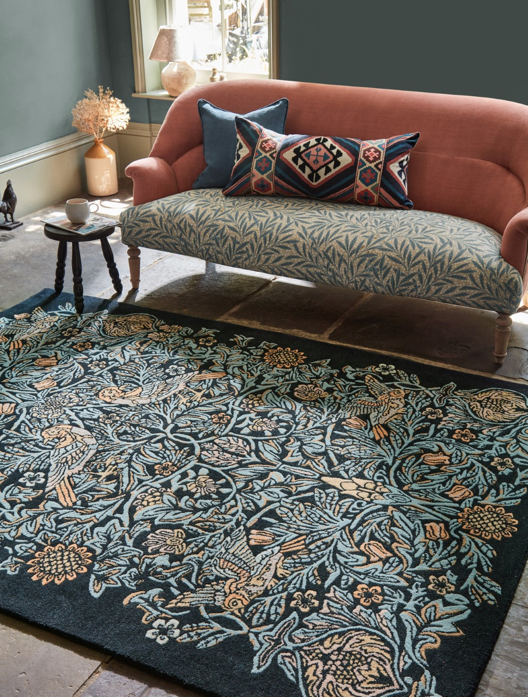 Autumn Flowers Hand-Tufted Pure Wool Rug - A Timeless Piece for Elegant Home Decor