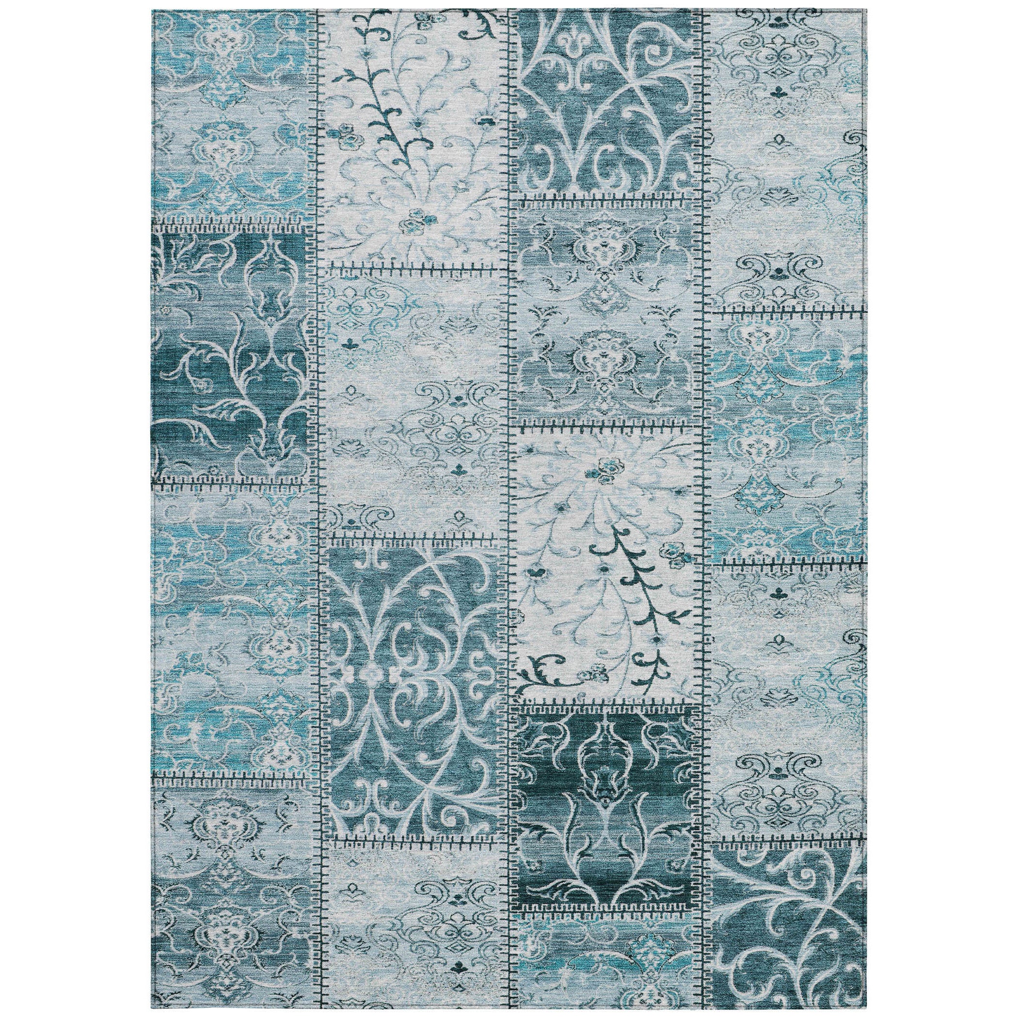 Stylish and Washable Outdoor and Indoor Runner Rug with Patchwork Design for Versatile Use