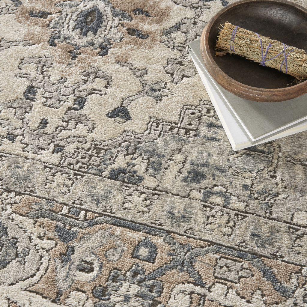 7' x 10' Ivory Floral Patterned Power Loom Area Rug - A Stunning and Elegant Piece for Stylish Home Decor