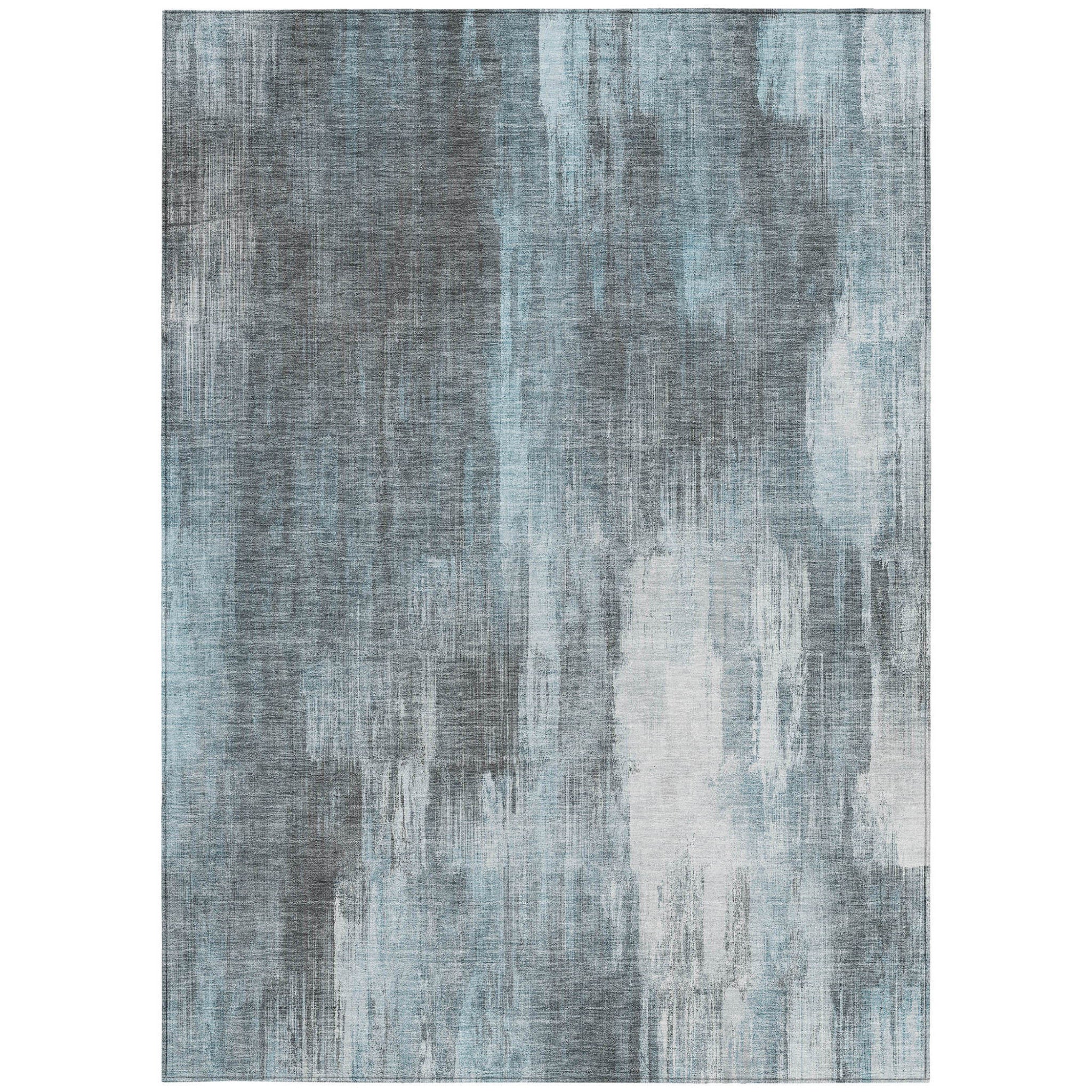 Washable, Stain-Resistant, Non-Skid Teal Abstract Outdoor Runner Rug for Any Space