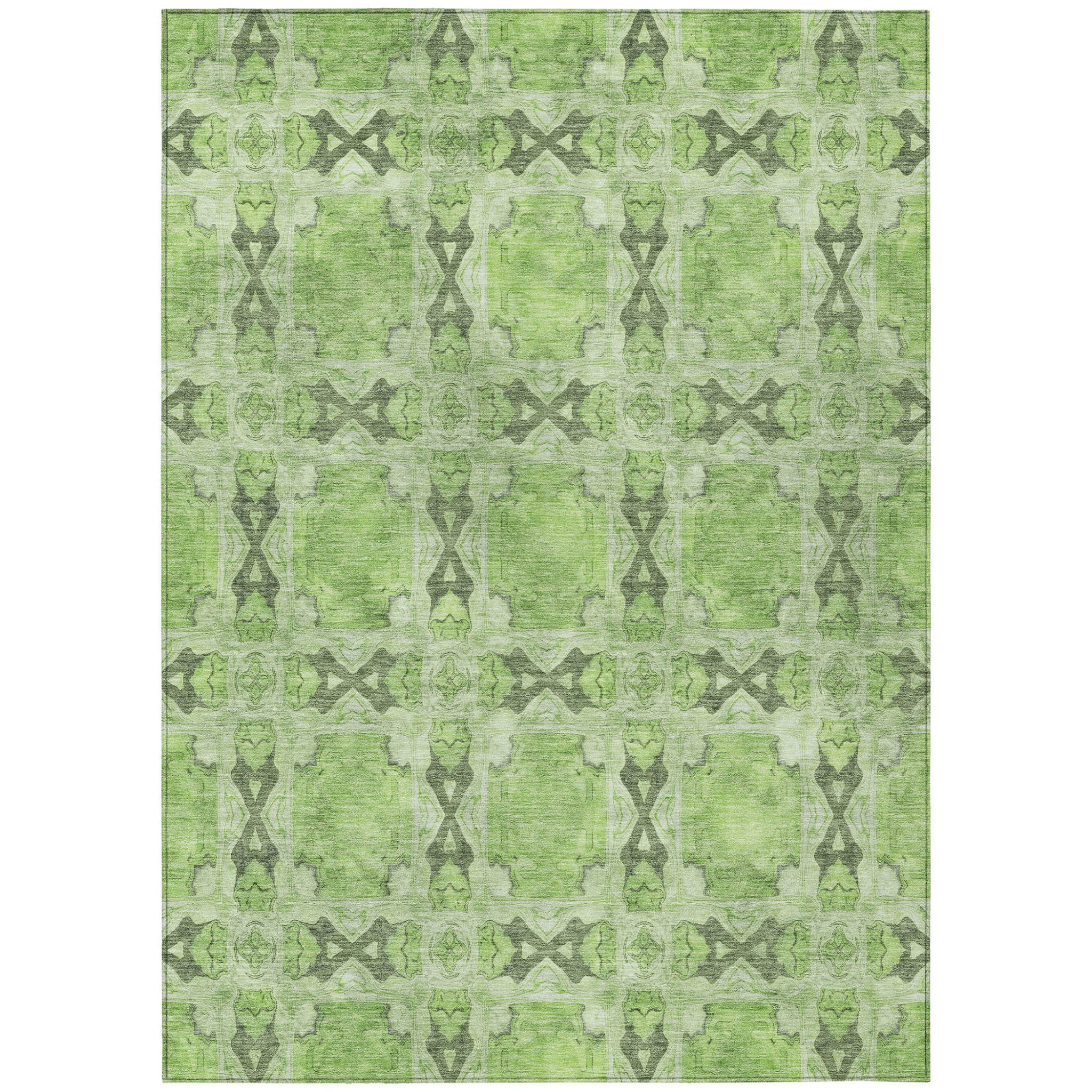 Stain-Resistant, Non-Skid Washable Teal Floral Medallion Round Runner Rug for Indoors & Outdoors