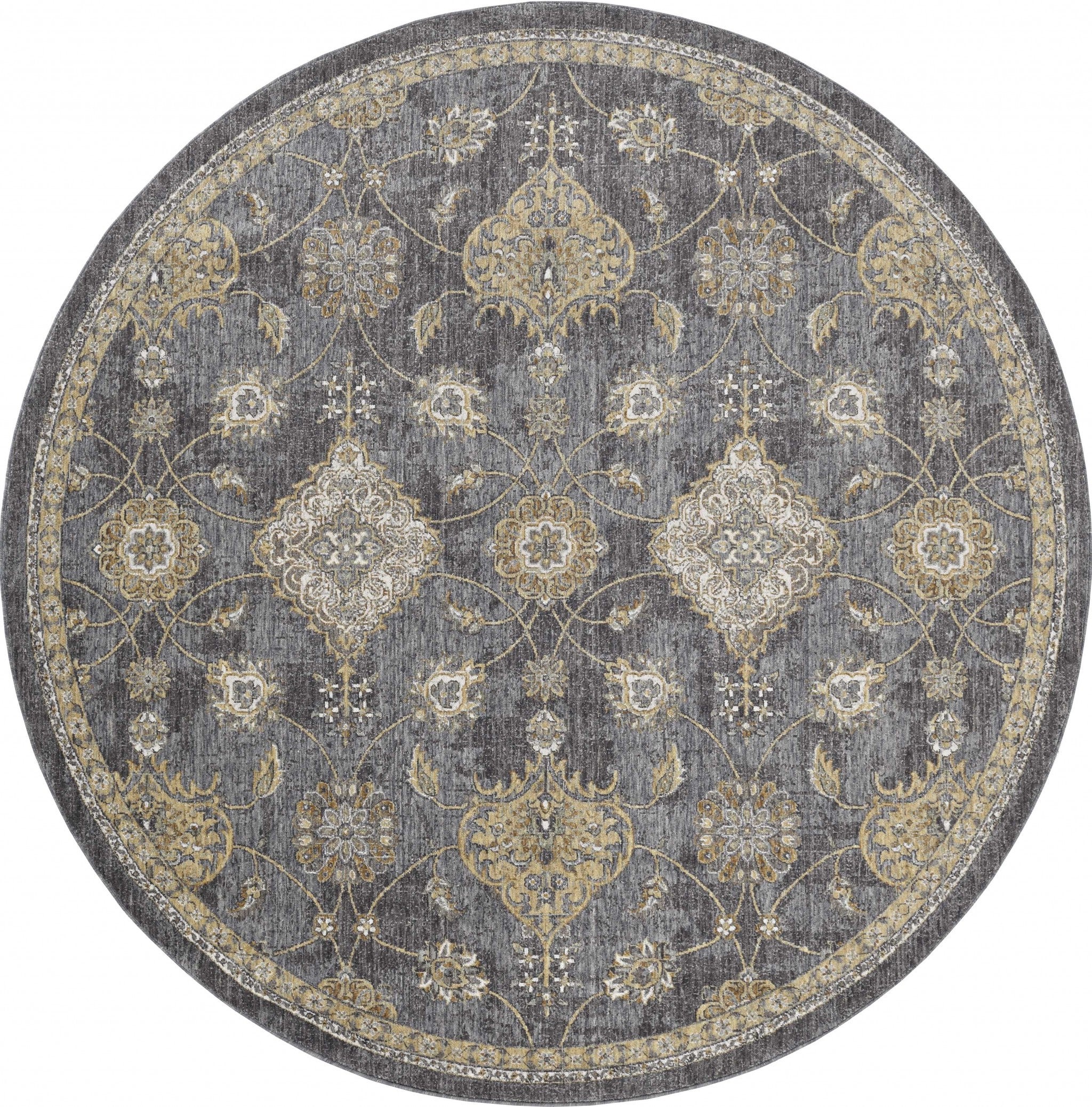 Exquisite Gray Wool Medallion Area Rug with Elegant Rectangle Design for Cozy and Comfortable Home Decor