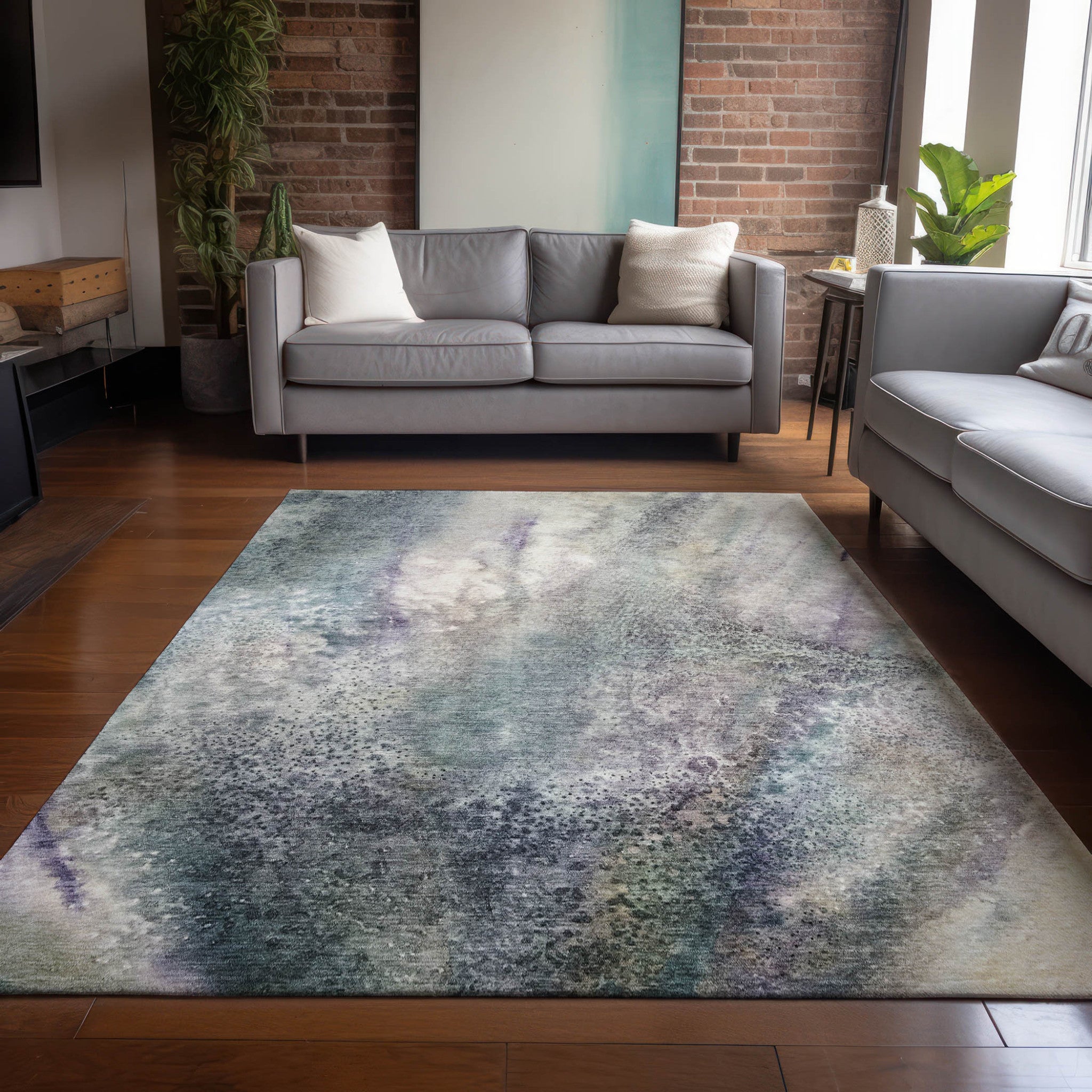 Stain-Resistant, Non-Skid Washable Outdoor Runner Rug with Stylish Abstract Design for Homes