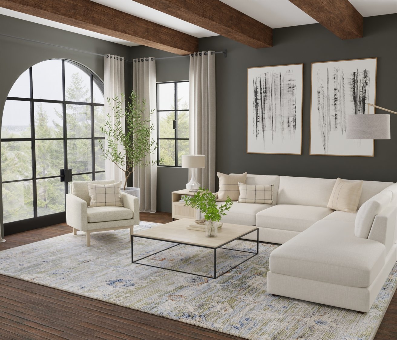 Turkish-Made Melrose Area Rug: Durable Floral Design with Subtle Shine for Elegant Homes