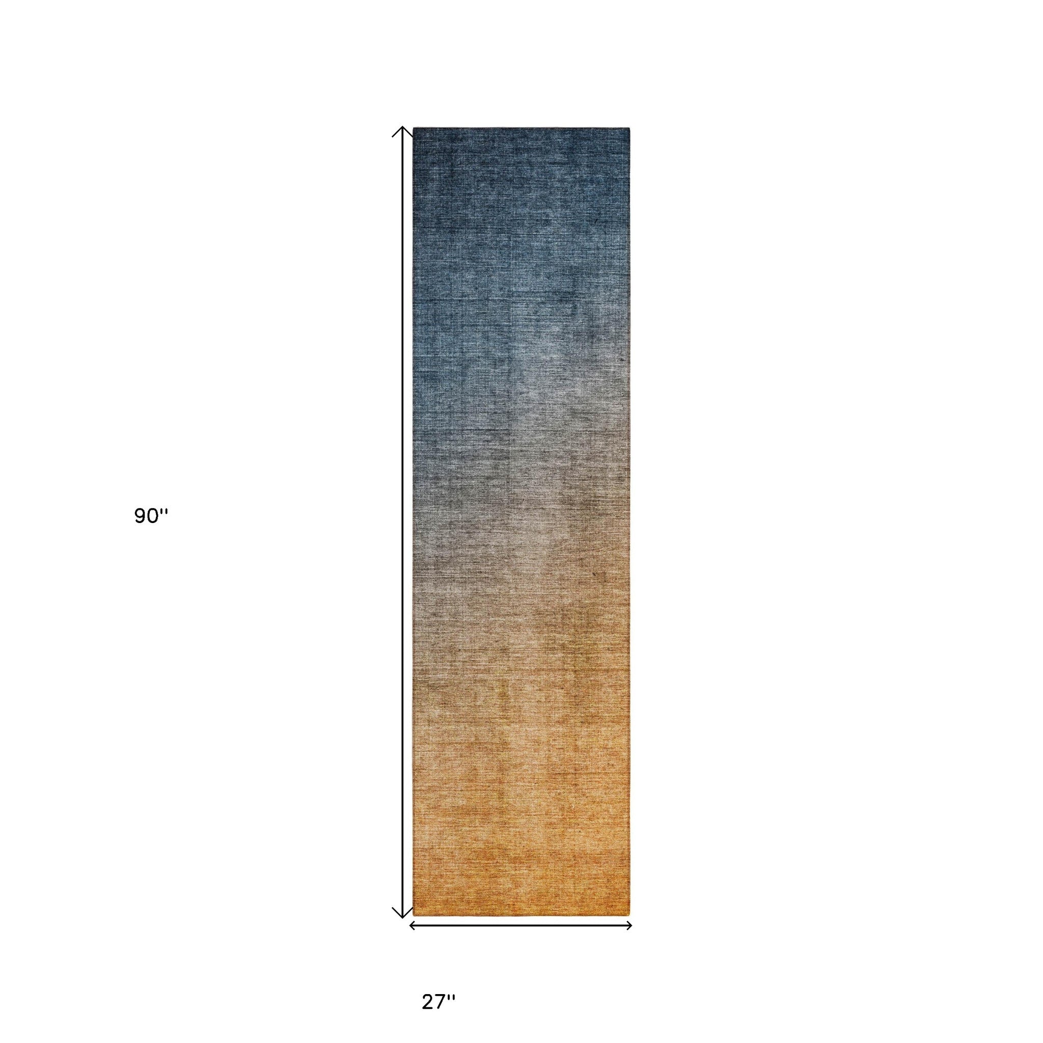 Stylish Ombre Teal and Red Orange Washable and Stain - Resistant Runner Outdoor Rugs for Both Indoor and Outdoor Decor