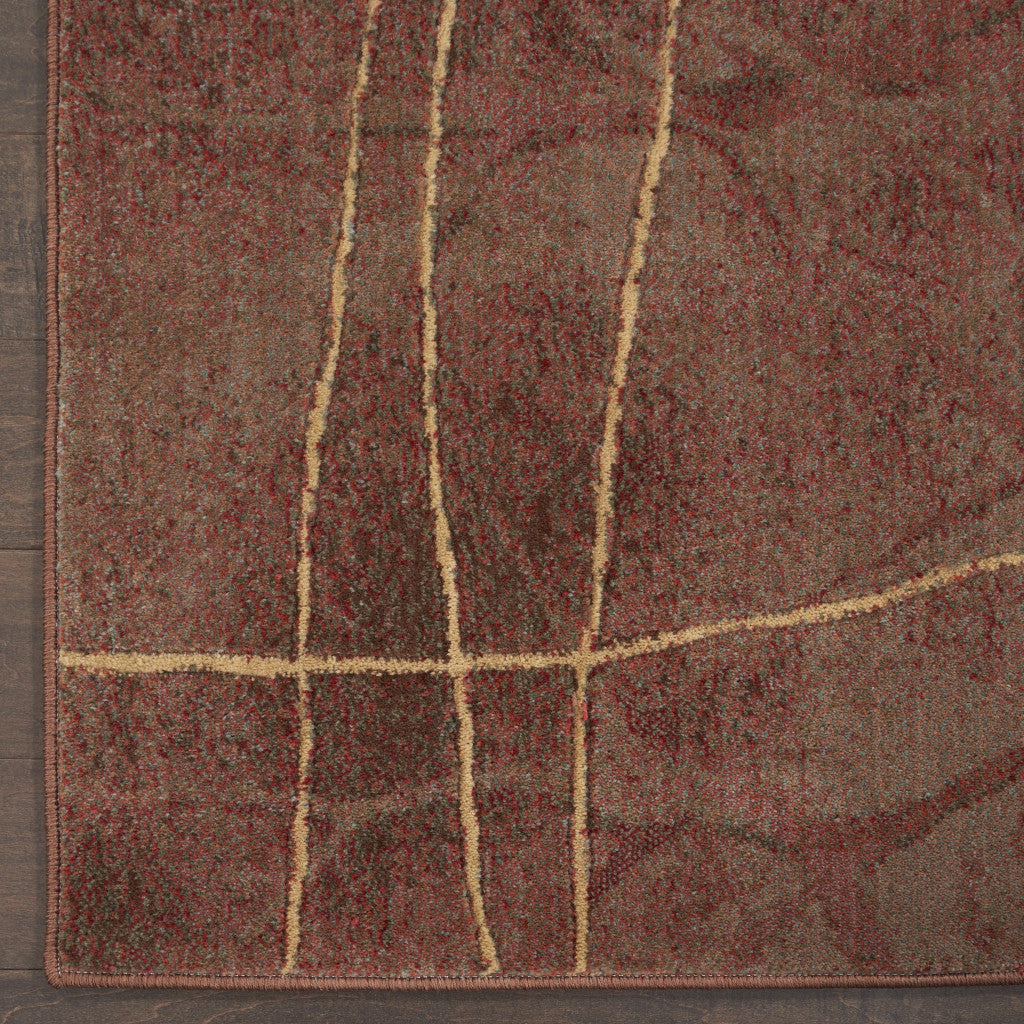 5' x 8' Brown Floral Power Loom Area Rug: Elegant for Living Room Warmth