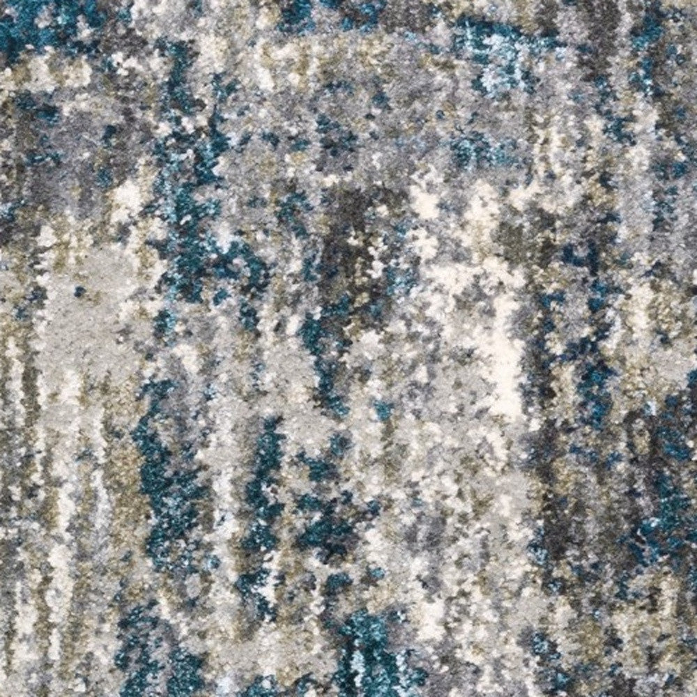 Stylish Gray and Blue Abstract Microfiber Runner Rug for Indoor Spaces