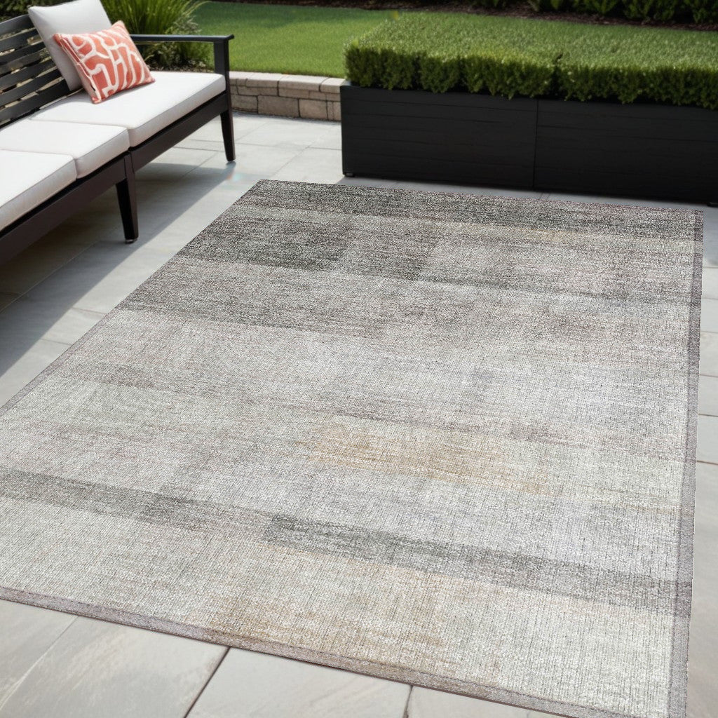 8-Foot Olive Green Ombre Stain-Resistant Indoor-Outdoor Runner Rug for Kids & Pets