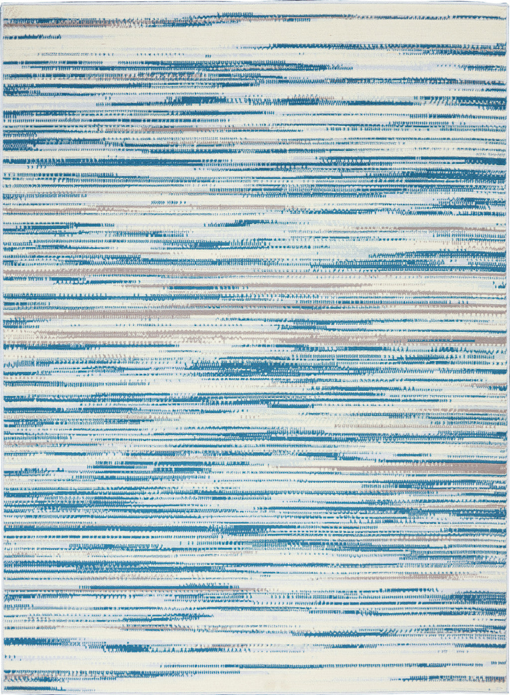 Durable & Stain-Resistant 5' x 7' Ivory, Blue & Gray Abstract Non-Slip Area Rug