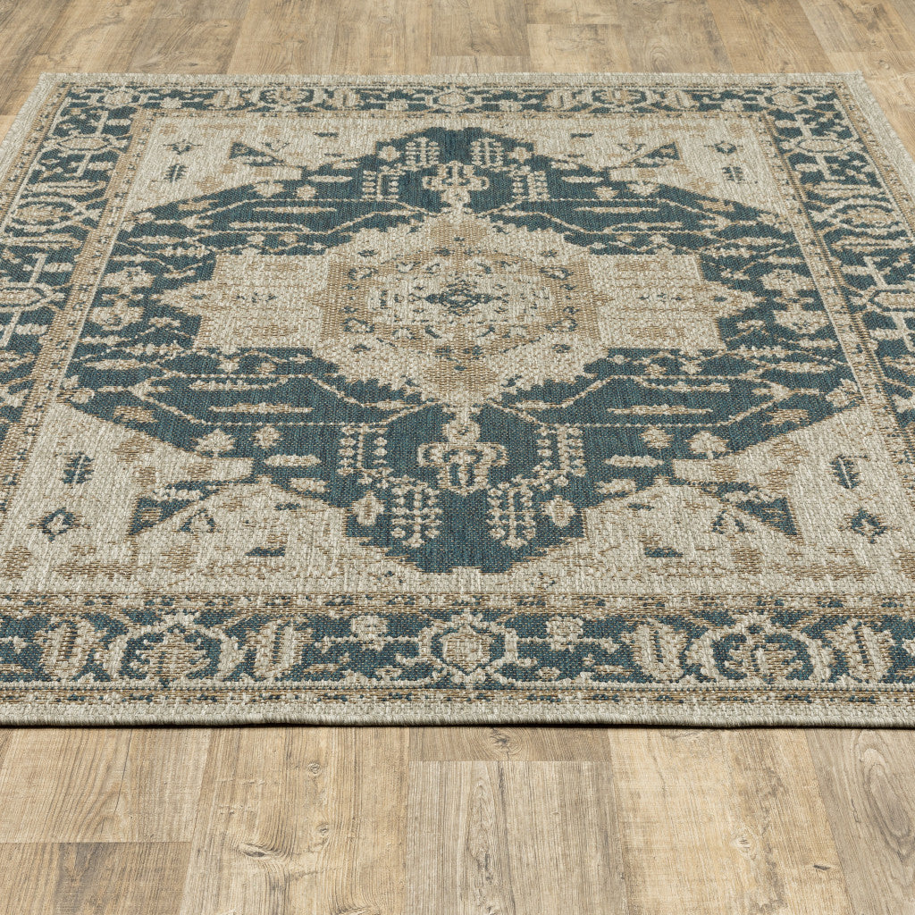 Stain-Resistant Gray Oriental Rug for Indoor & Outdoor, Stylish and Comfortable