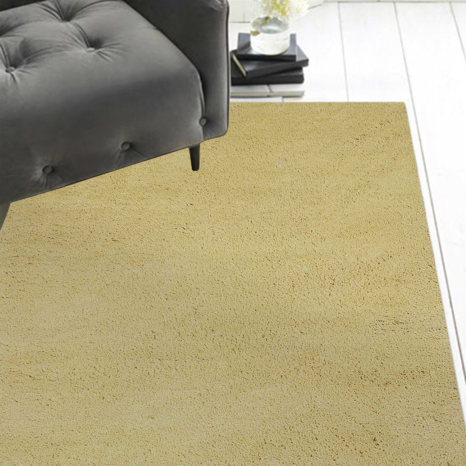 Exquisite Hand-Woven Canary Yellow Polyester Shag Rug with Charming Modern Design for Every Home Interior Decor