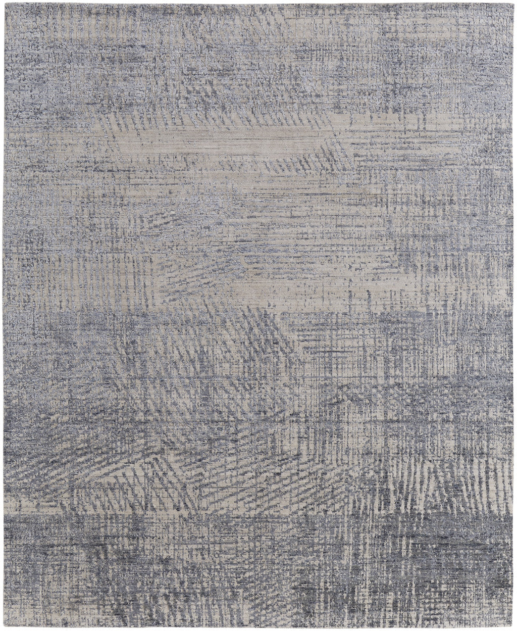 Exquisite Hand-Woven Area Rug with Elegant Gray, Ivory, and Blue Abstract Design for Enhancing Your Living Space Decor