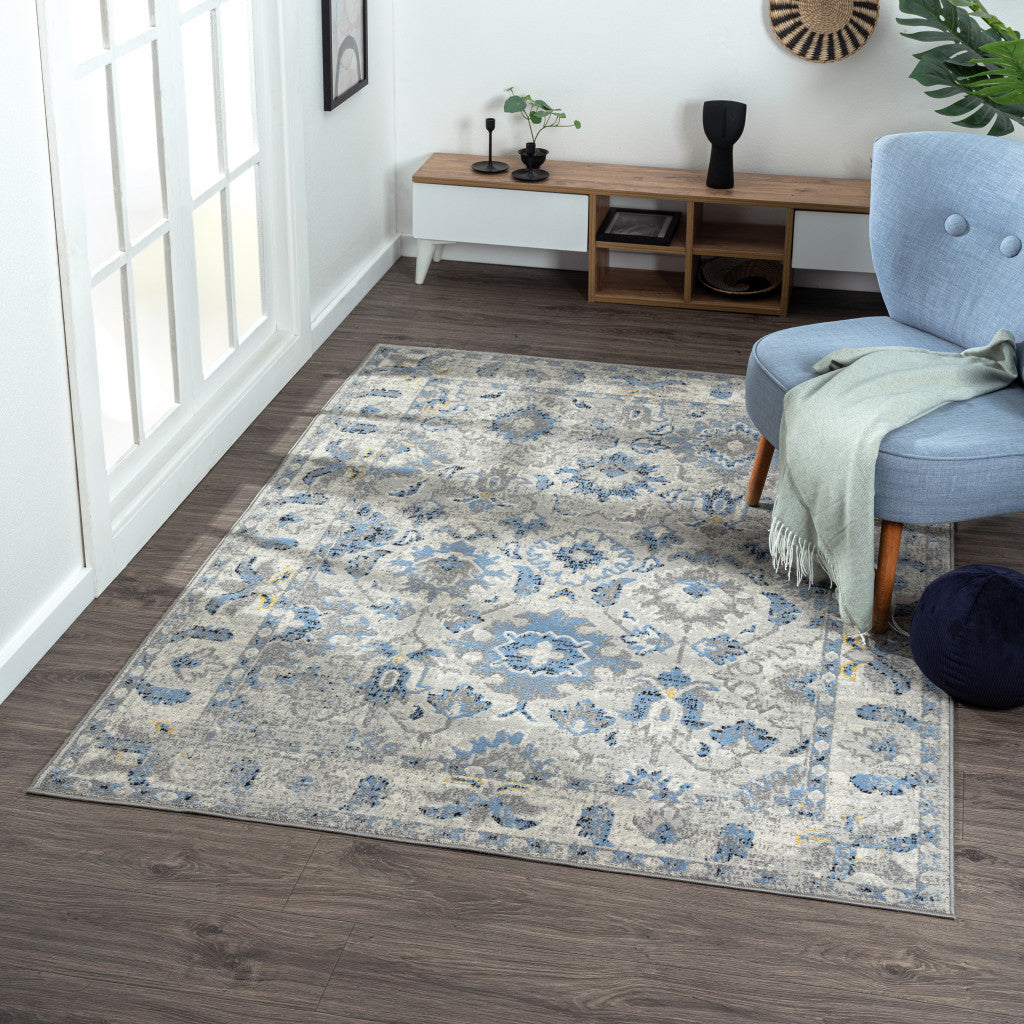 Exquisite Blue Floral Turkish Area Rug for Home Decor - Adds Elegant Warmth and Style to Your Living Space