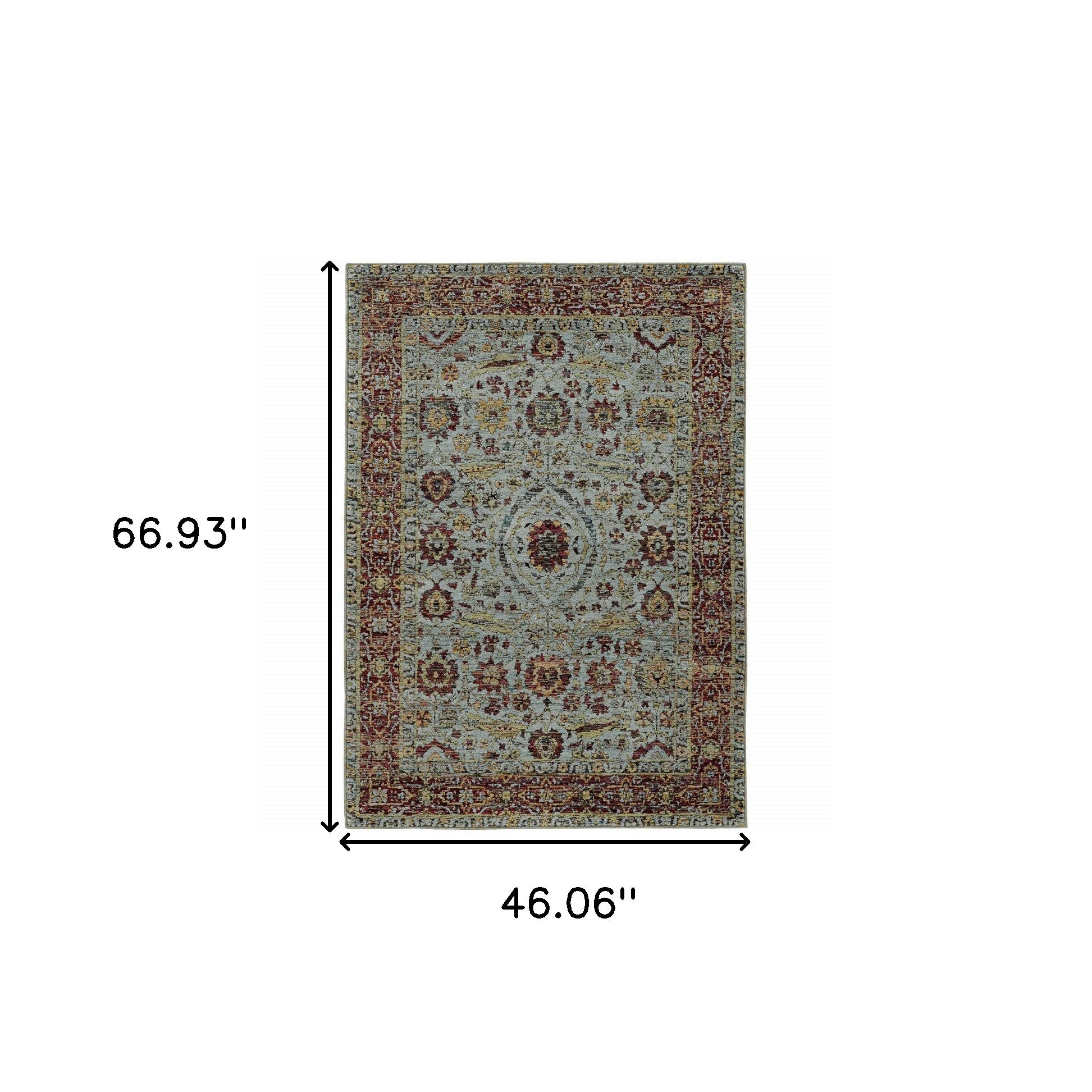 Exquisite Stain - Resistant Blue and Green Oriental Power Loom Area Runner Rug, Ideal for Family Homes with Kids and Pets