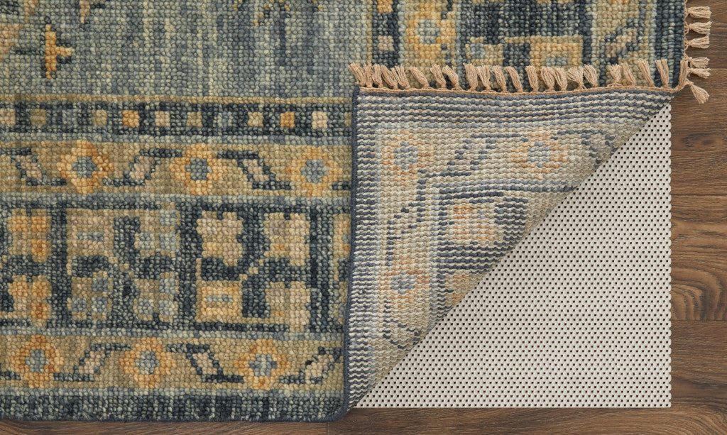 Stylish Hand - Knotted Blue - Gray & Tan Oriental Area Rug, Stain - Resistant & Unique