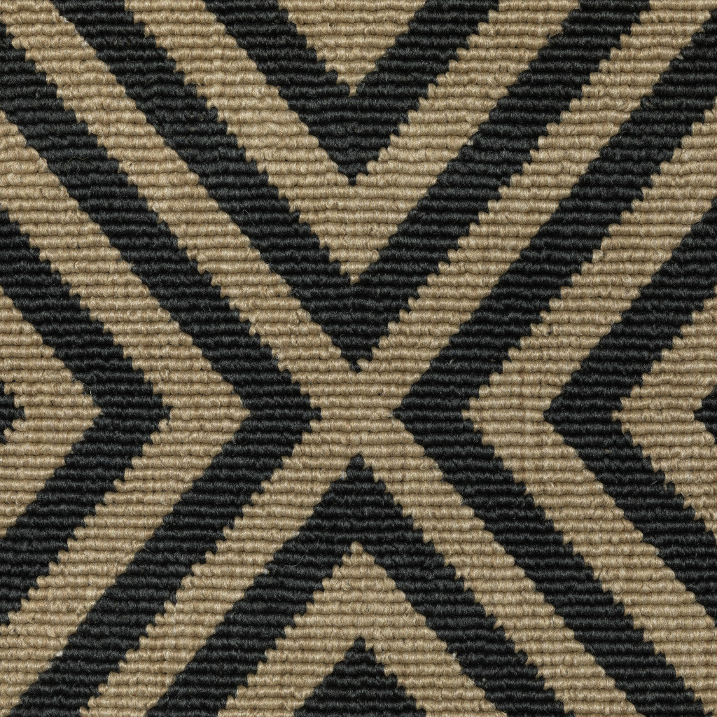 Stylish and Practical Black and Tan Geometric Indoor-Outdoor Area Rug - Stain Resistant, Ideal for Family Homes with Kids
