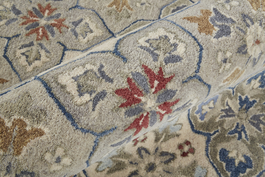Stylish Stain-Resistant Hand-Tufted Wool Patchwork Area Rug in Taupe and Ivory