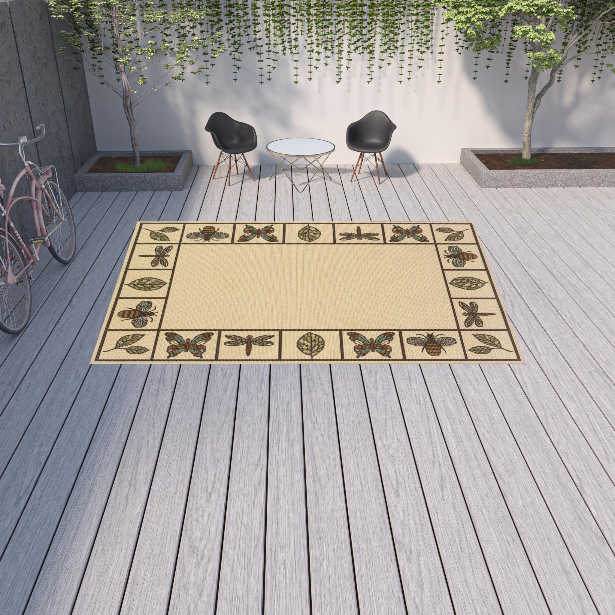 5x8 ft Stylish Stain-Resistant Outdoor and Indoor Area Rug