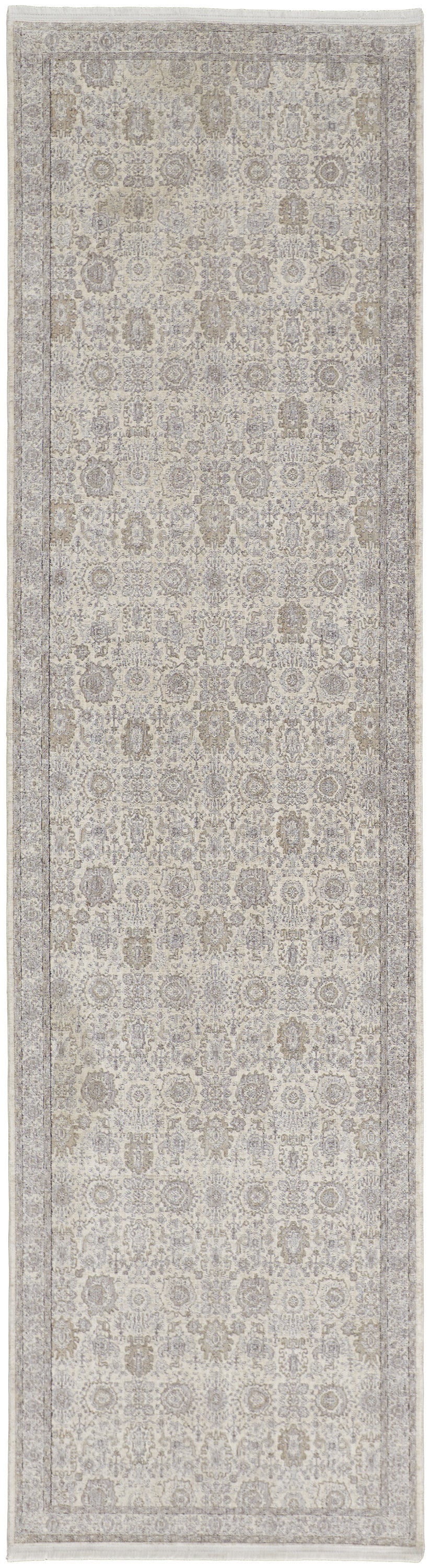 Stylish and Stain-Resistant Worn Faded Oriental Area Rug with Fringe for Decorating Any Space