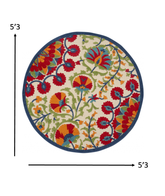 High - Quality Outdoor and Indoor Elegant Red and Ivory Floral Area Rug for Stylish Space Enhancement