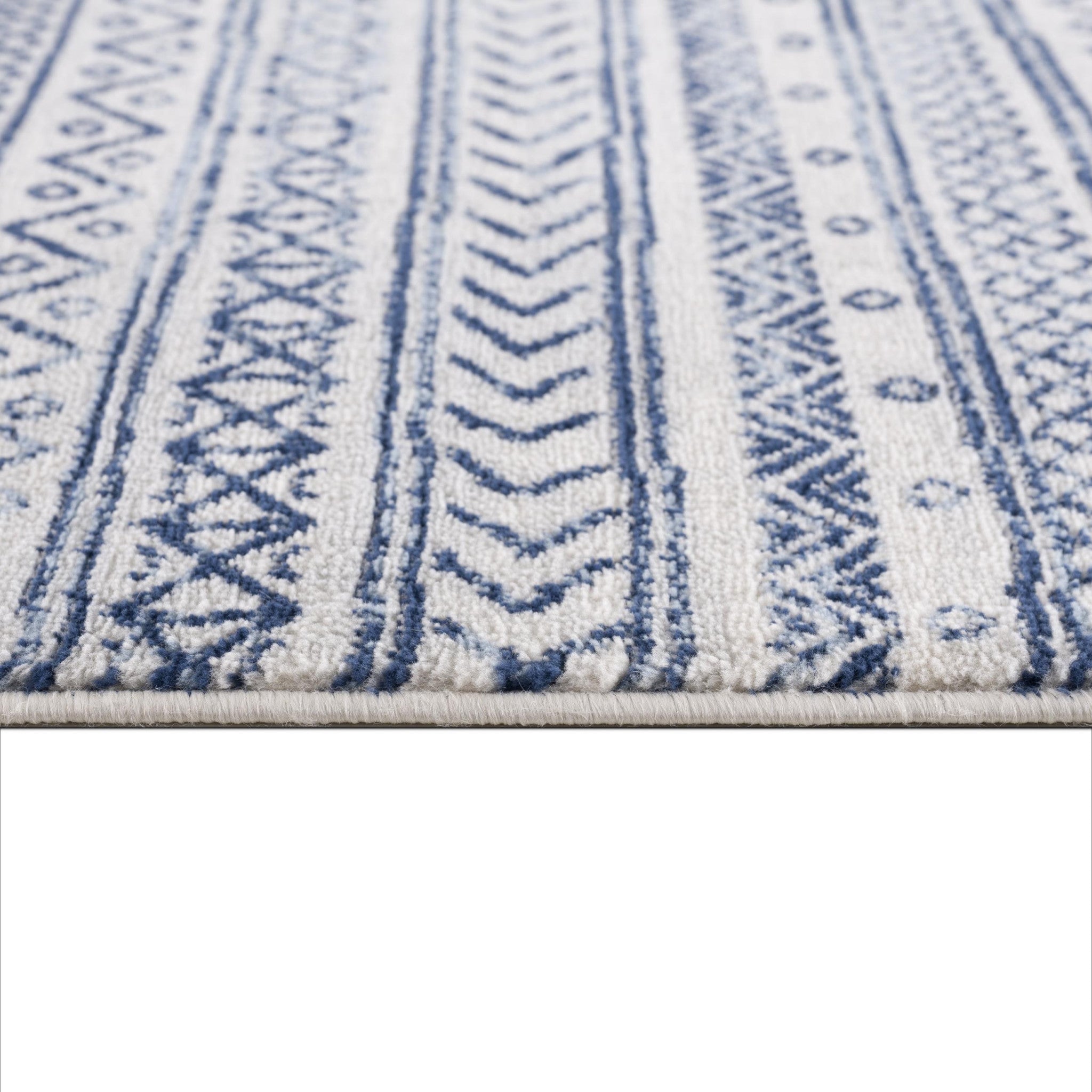 Navy Blue Abstract Power Loom Runner Rug - High - Quality, Artful Design for Your Space