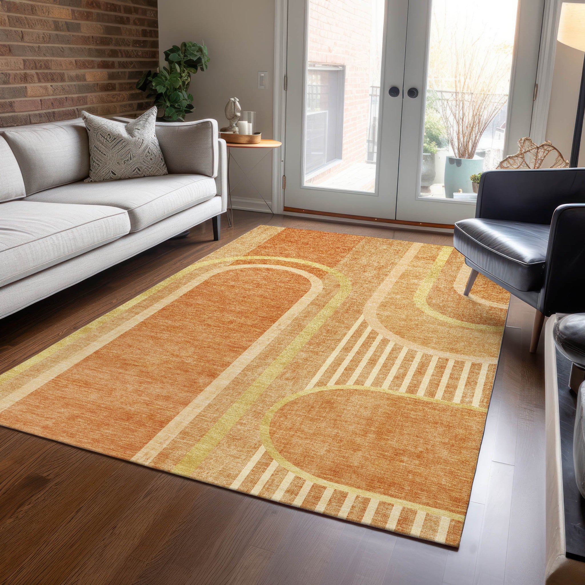 Stylish and Contemporary Abstract Washable Indoor-Outdoor Runner Rug, Stain-Resistant, Ideal for Every Space