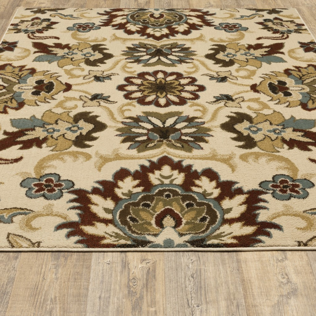 Exquisite Ivory and Red Floral Vines Area Rug for Home Décor with Retro - Modern Style