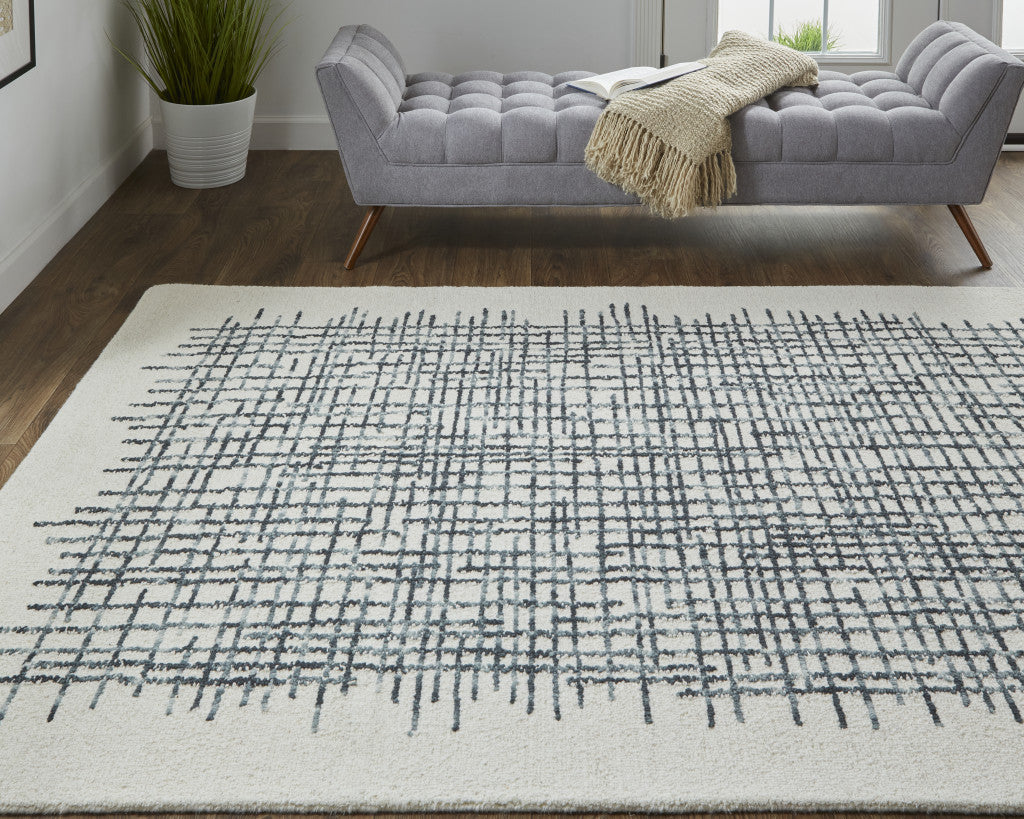 Soft Stain-Resistant Handmade Wool Plaid Area Rug for a Cozy Living Space
