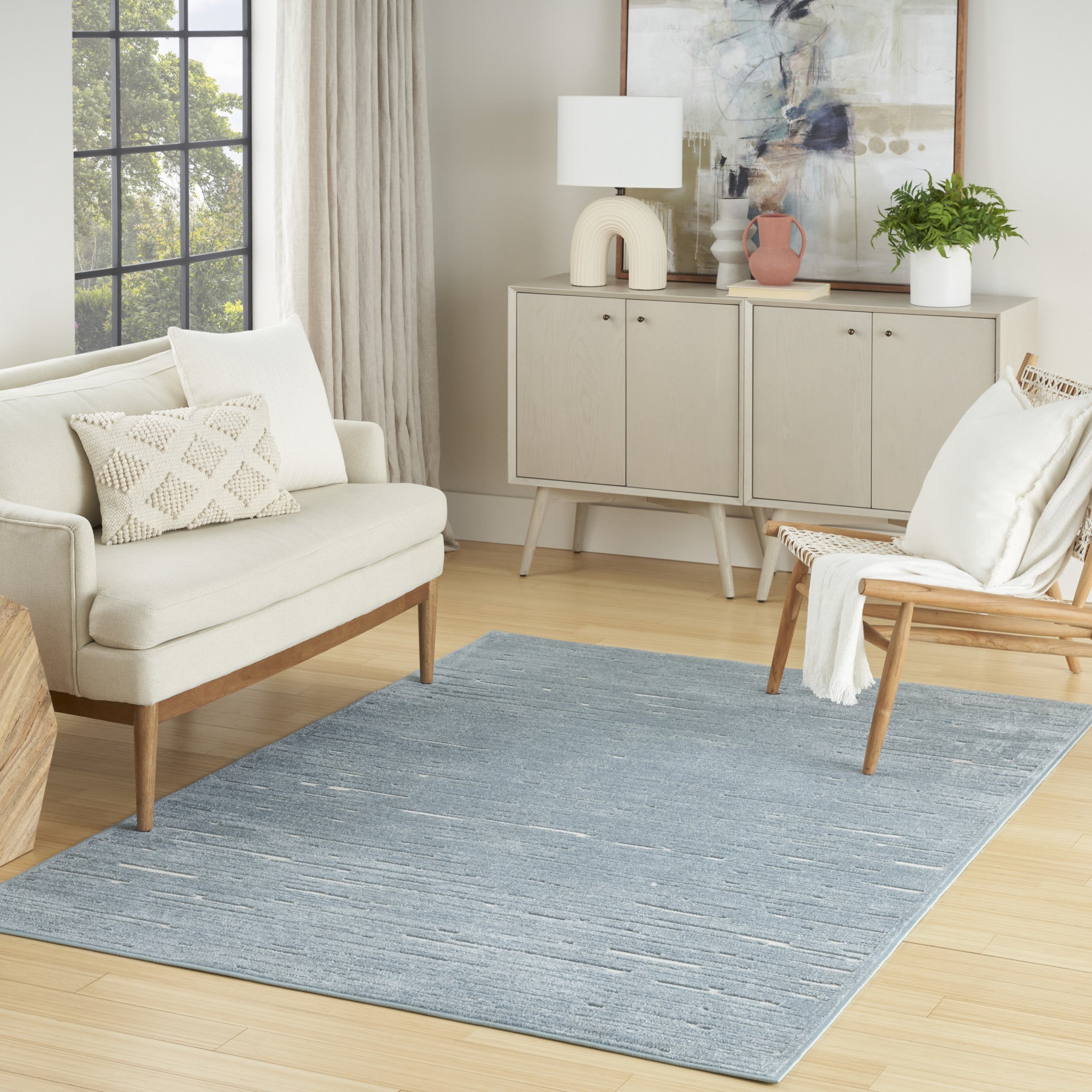 5' x 7' Blue Geometric Area Rug - Modern Design for Comfort and Style in Any Room
