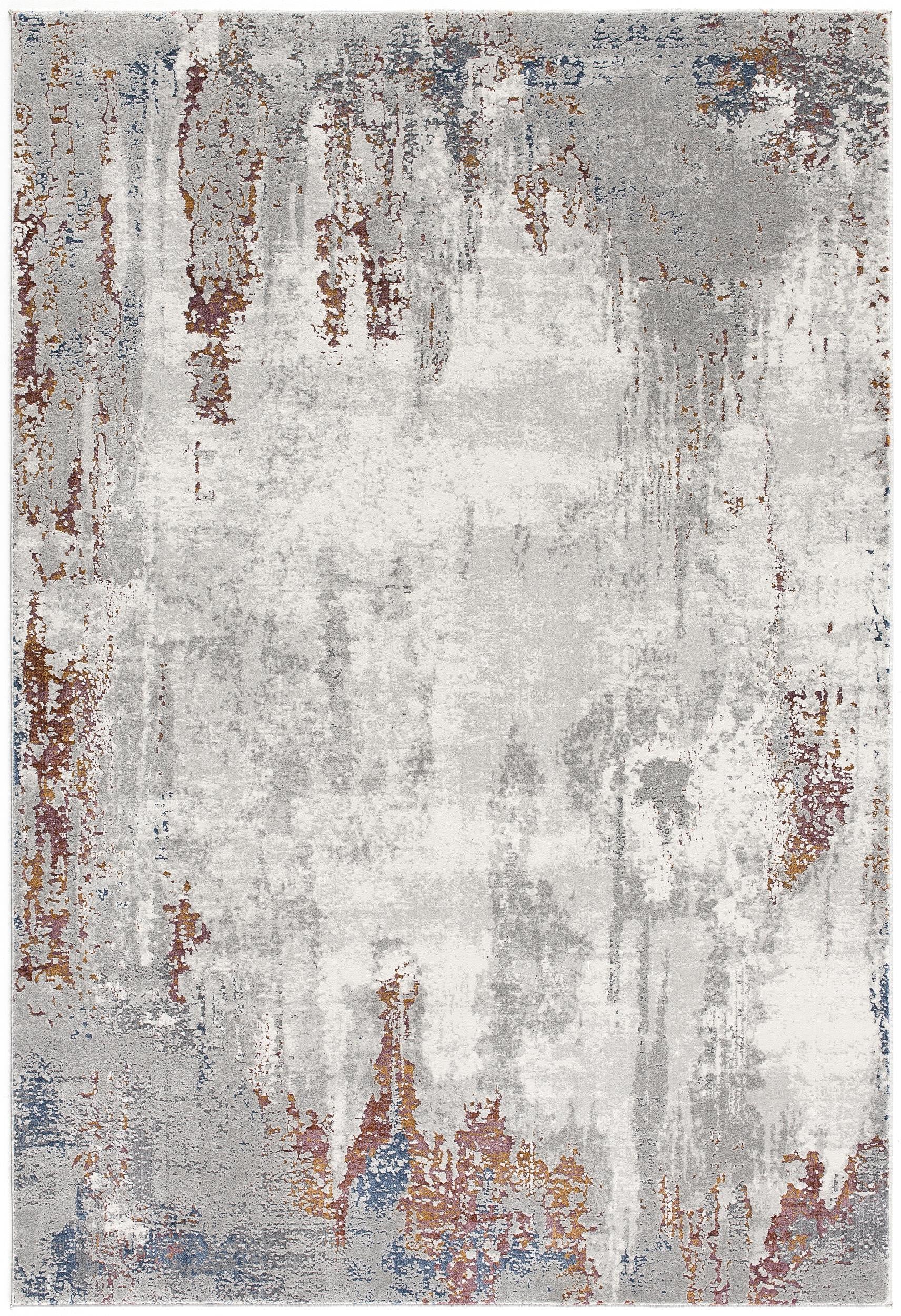 Gray and Ivory Stain-Resistant Modern Abstract Area Rug for Cozy Spaces