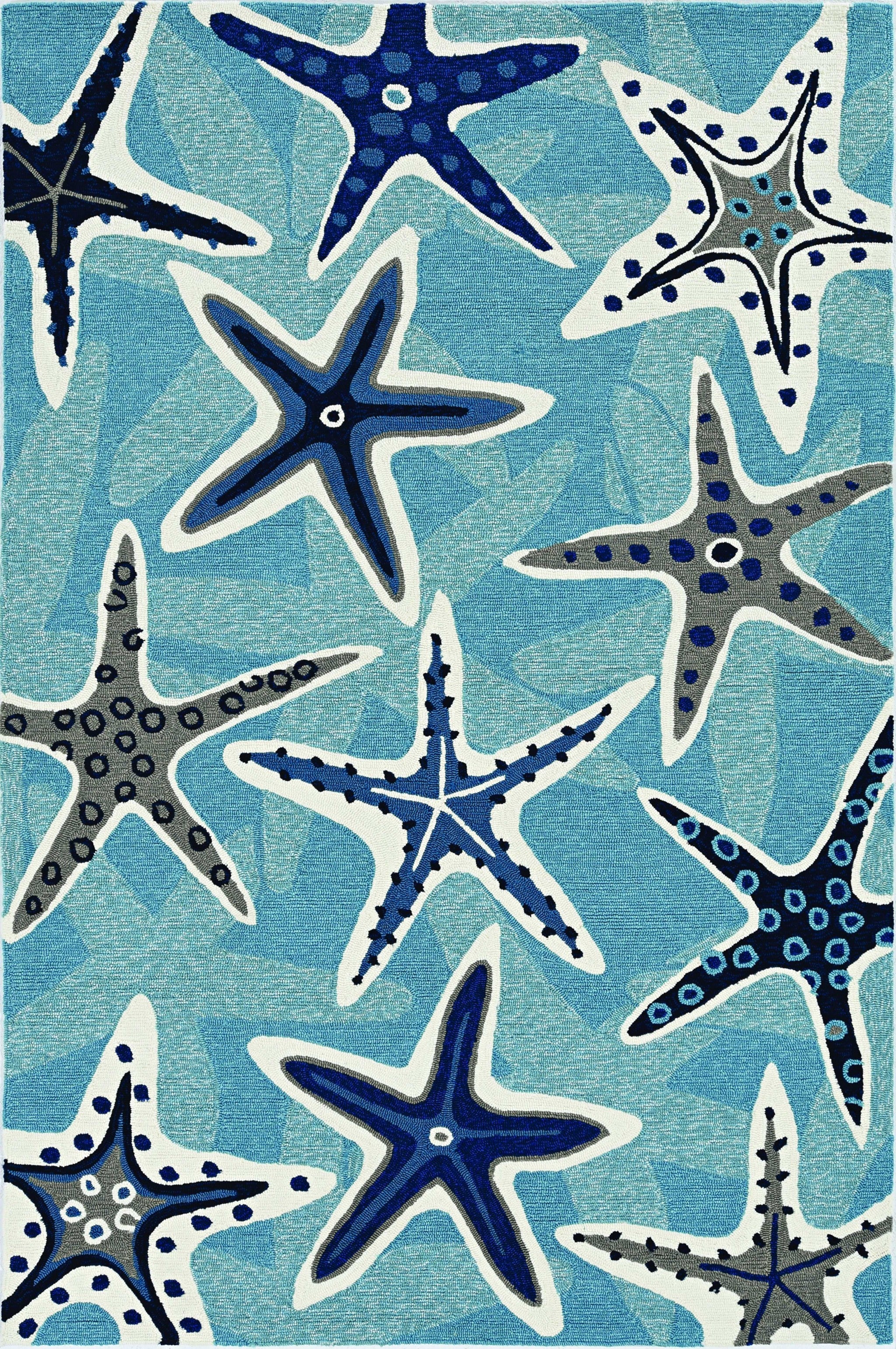 Stylish and Trendy Seaside-Themed Hand-Hooked Outdoor Rug Made of UV-Treated Polypropylene, Ideal for Both Indoor and Outdoor Living Spaces