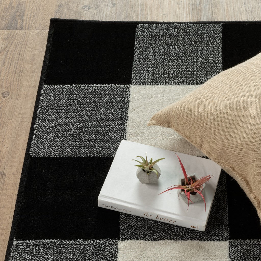 Indoor Monochromatic Gingham Pattern Runner Rug with Elegant, Long - lasting and Stain - Resistant Design