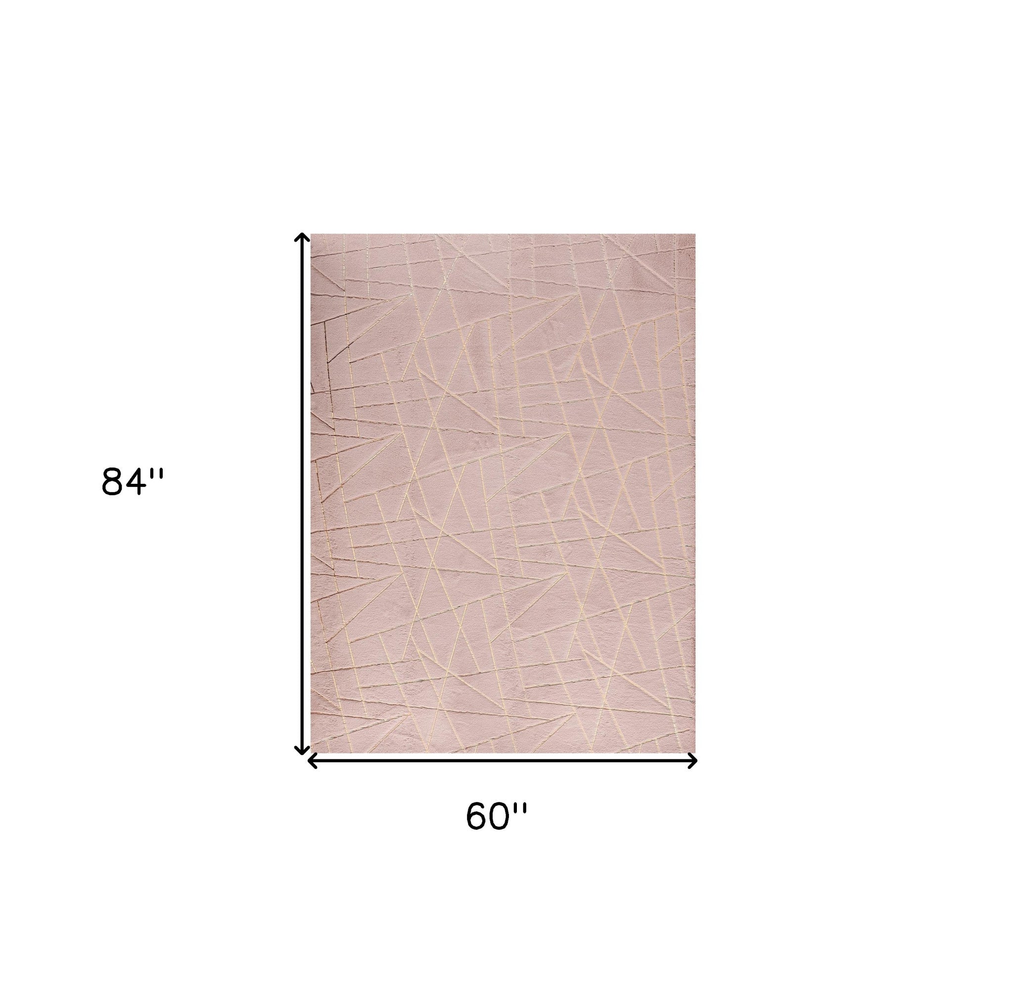 Soft and Non-Skid Luxury Pink & Gold Abstract Shag Area Rug for Stylish Rooms