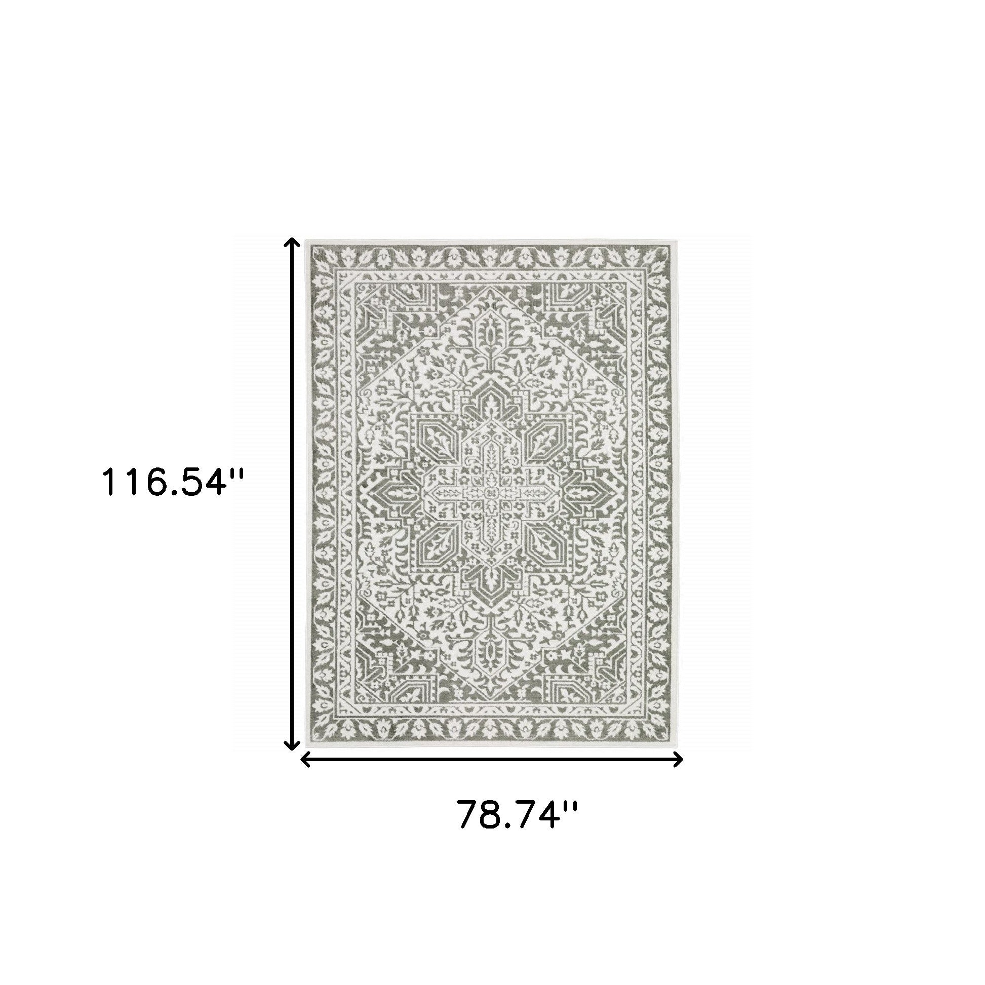 Stain-Resistant Grey and White Oriental Runner Rug, Ideal for Family Homes