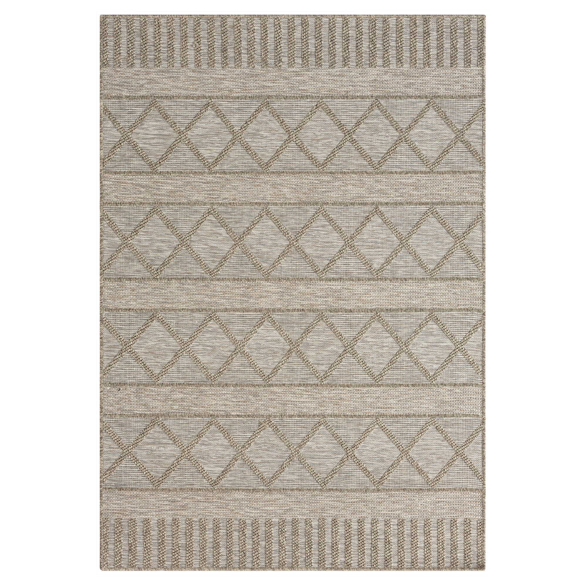 Exquisite Gray Striped Handmade Polypropylene Indoor-Outdoor Area Rug for Elevating Your Living Space with Elegant Style and Comfort