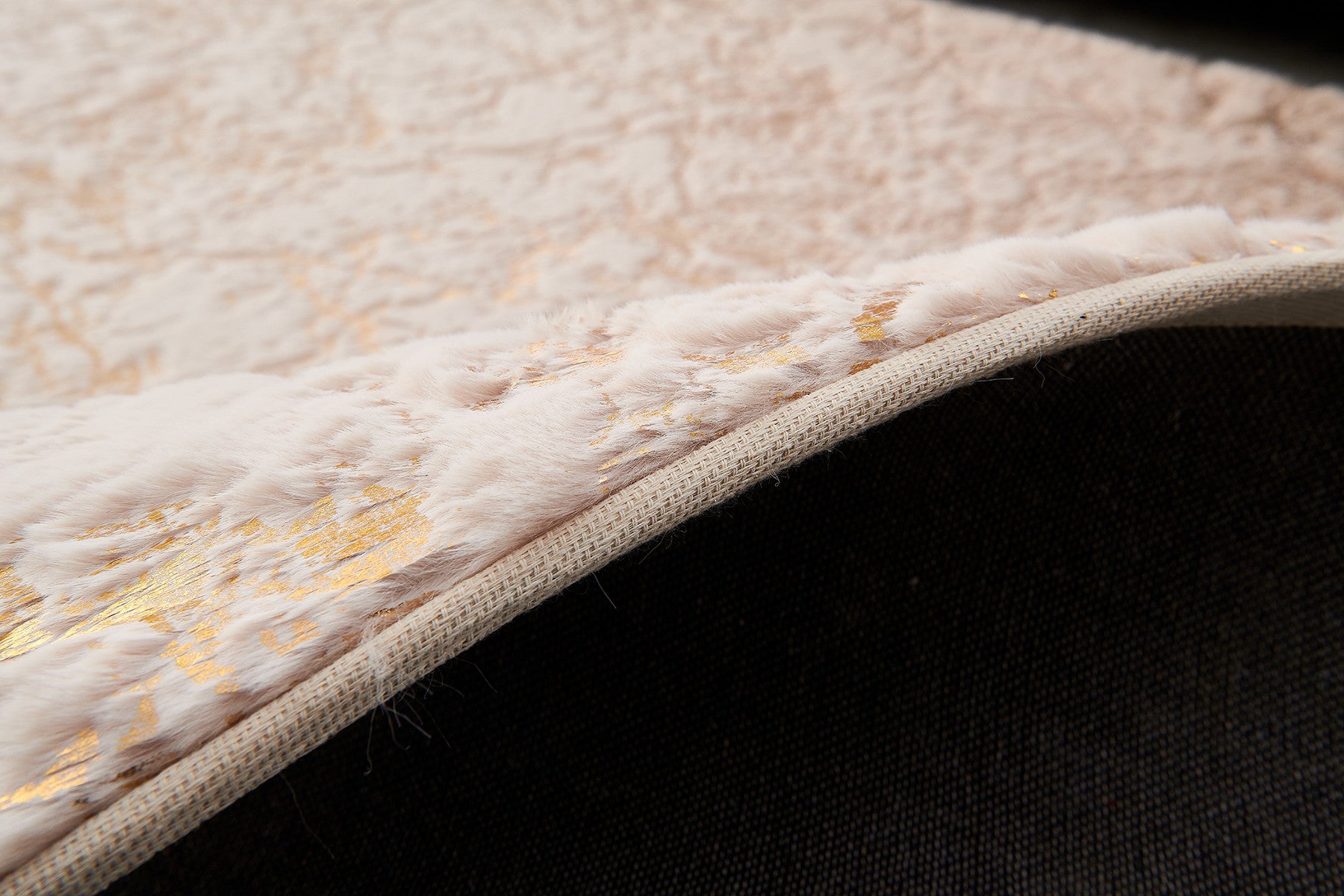 Stylish Luxury Pink and Gold Faux Fur Abstract Shag Area Rug for Home Decor