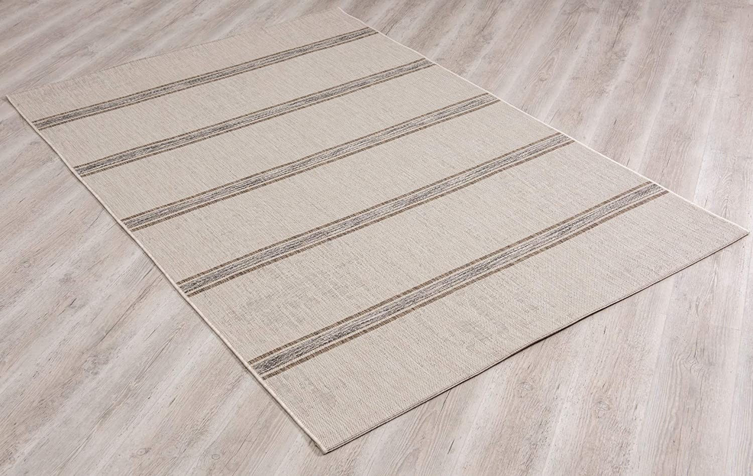 Ivory Striped Power Loom Runner Rug - Elegant Design for Modern Home Decor