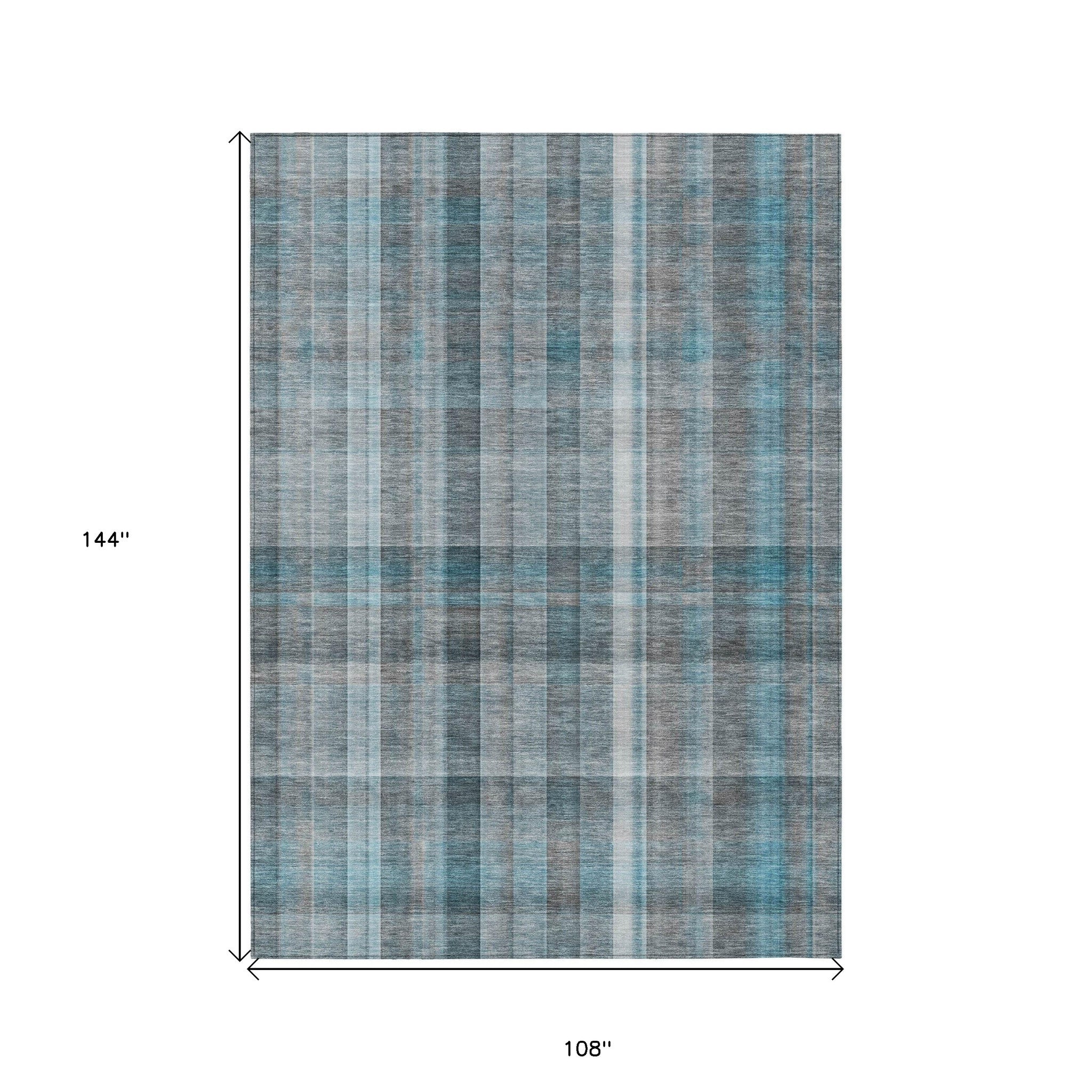 Stylish and Versatile Gray Plaid Indoor Outdoor Washable Runner Rug with Non-Skid and Stain Resistant Features for Decorating Your Space