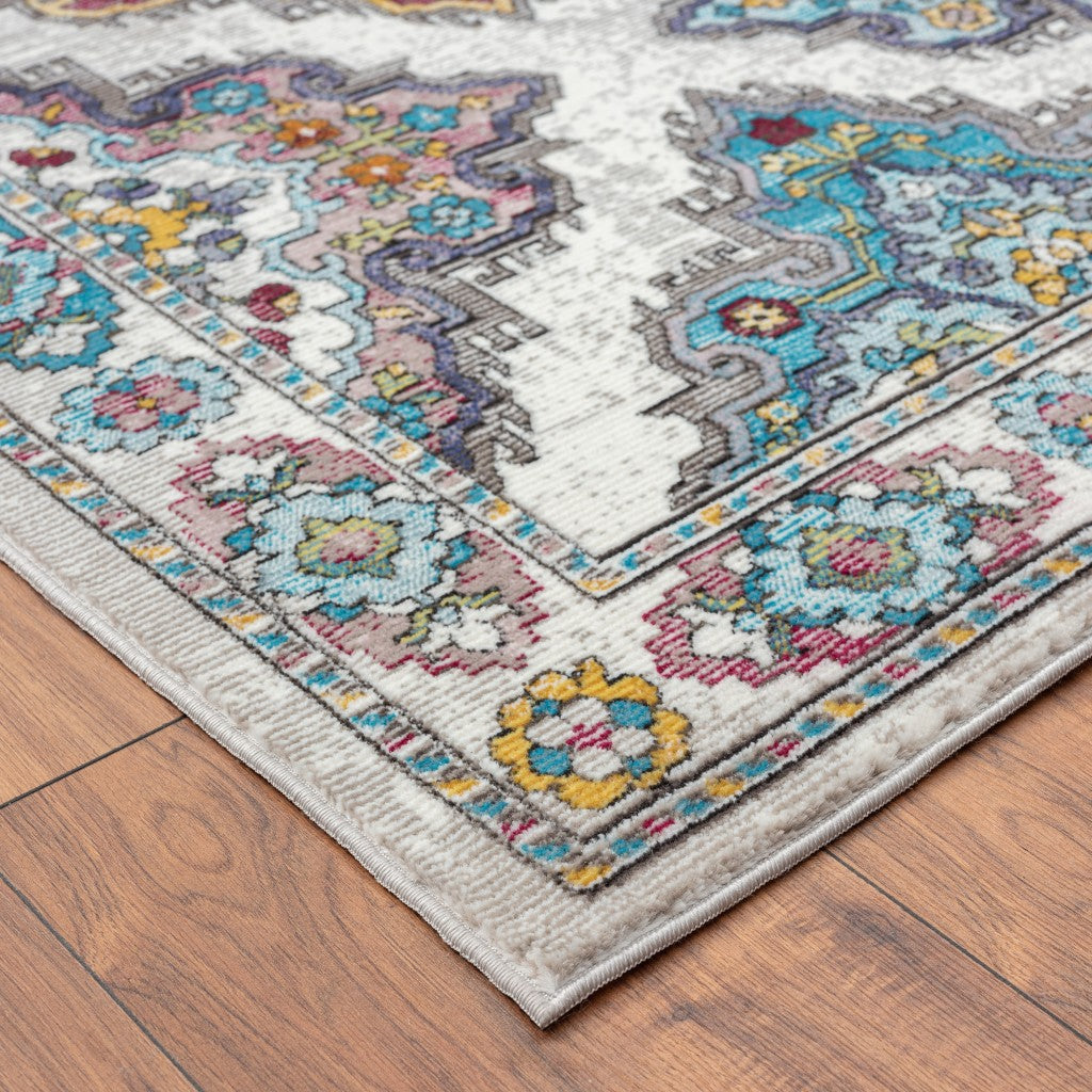Durable and Stain-Resistant Blue Traditional Floral Area Rug for Timeless Home Decor