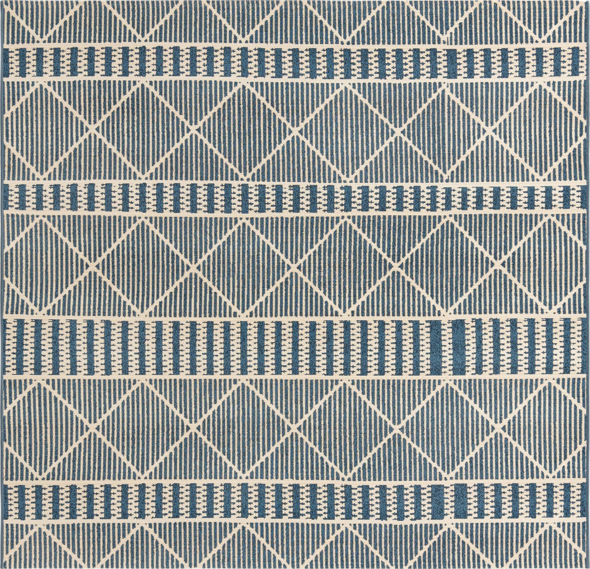 Stylish and Durable Outdoor Trellis & Striped Rug for Any Outdoor Gathering Space