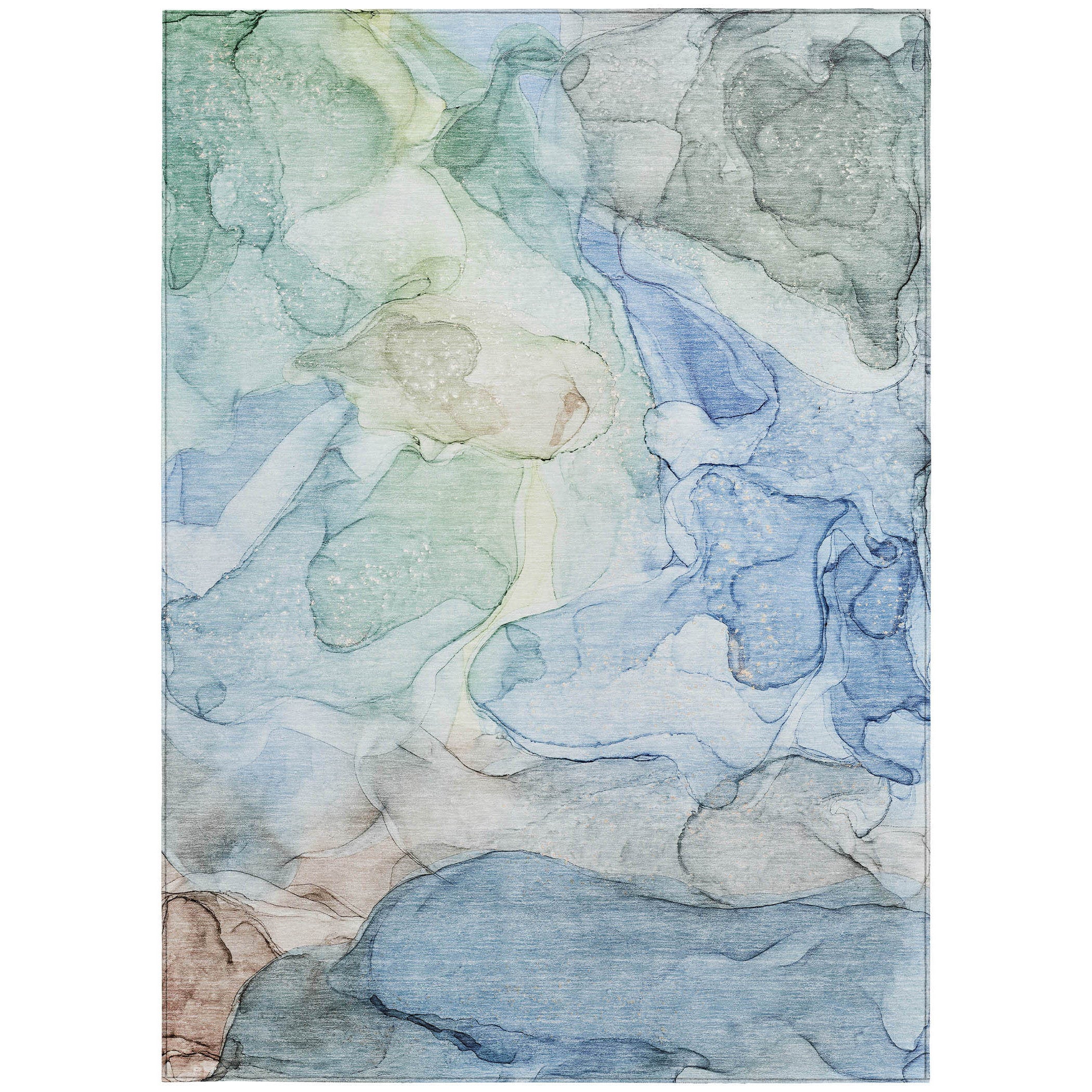 Beige Abstract Washable, Stain-Resistant & Non-Skid Indoor-Outdoor Runner Rug