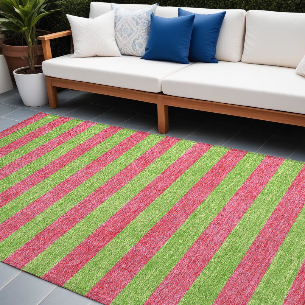 Stylish Washable and Stain - Resistant Coffee Striped Indoor - Outdoor Runner Rug