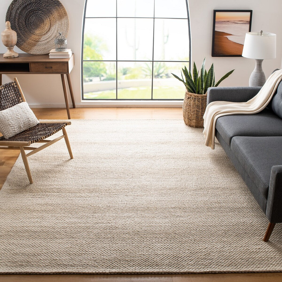 Exquisite Marbella Hand-Woven Luxury Area Rug - Premium Wool-Cotton Blend with Distinctive Rectangle Design for Sophisticated Spaces