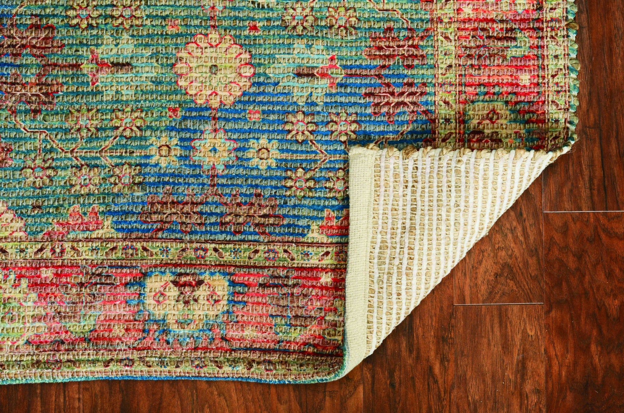Artistic Handmade 8'x11' Blue Floral Rectangle Area Rug for Warm and Stylish Spaces