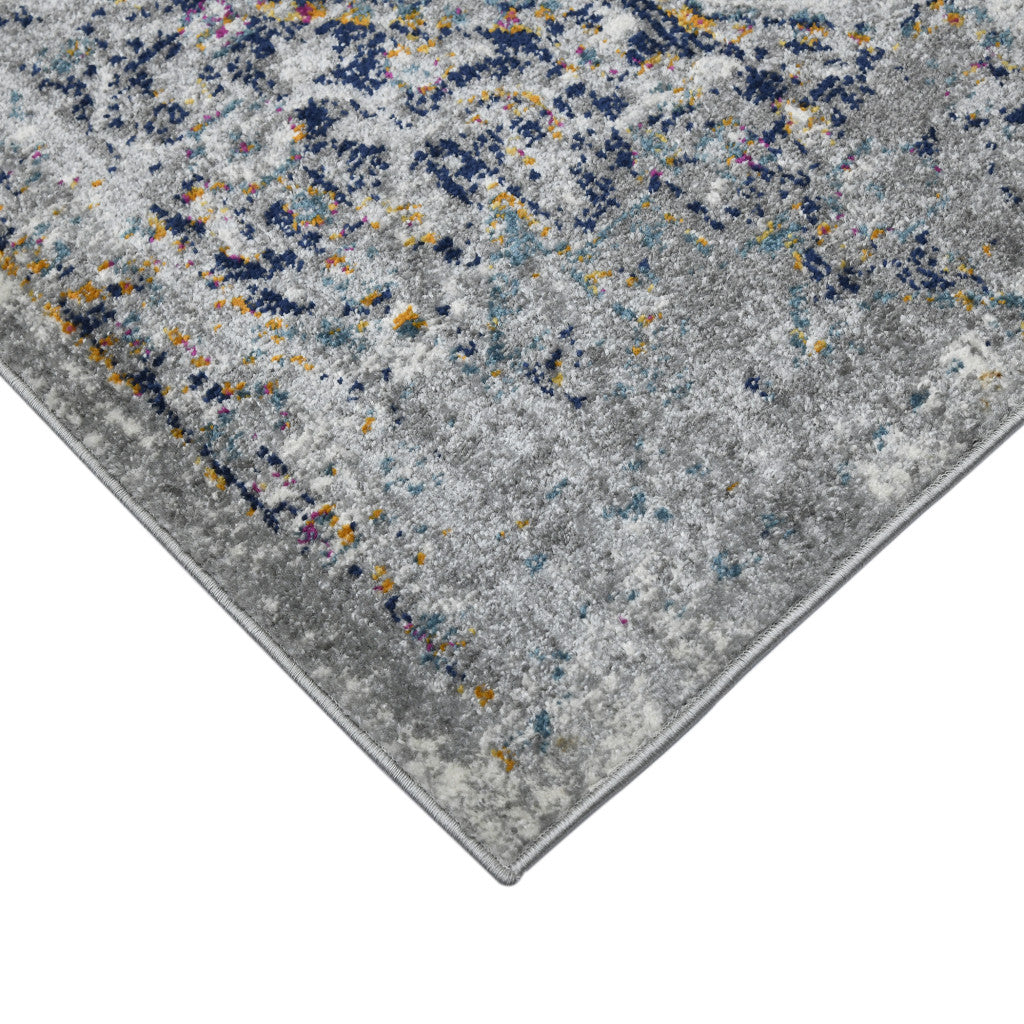 Stylish and Stain - Resistant Medallion Area Rug in Elegant Ivory, Navy & Vibrant Orange for High - Traffic Living Spaces