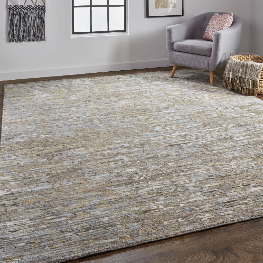 Unique Hand-Knotted Brown and Ivory Abstract Area Rug for Warm Home Decor
